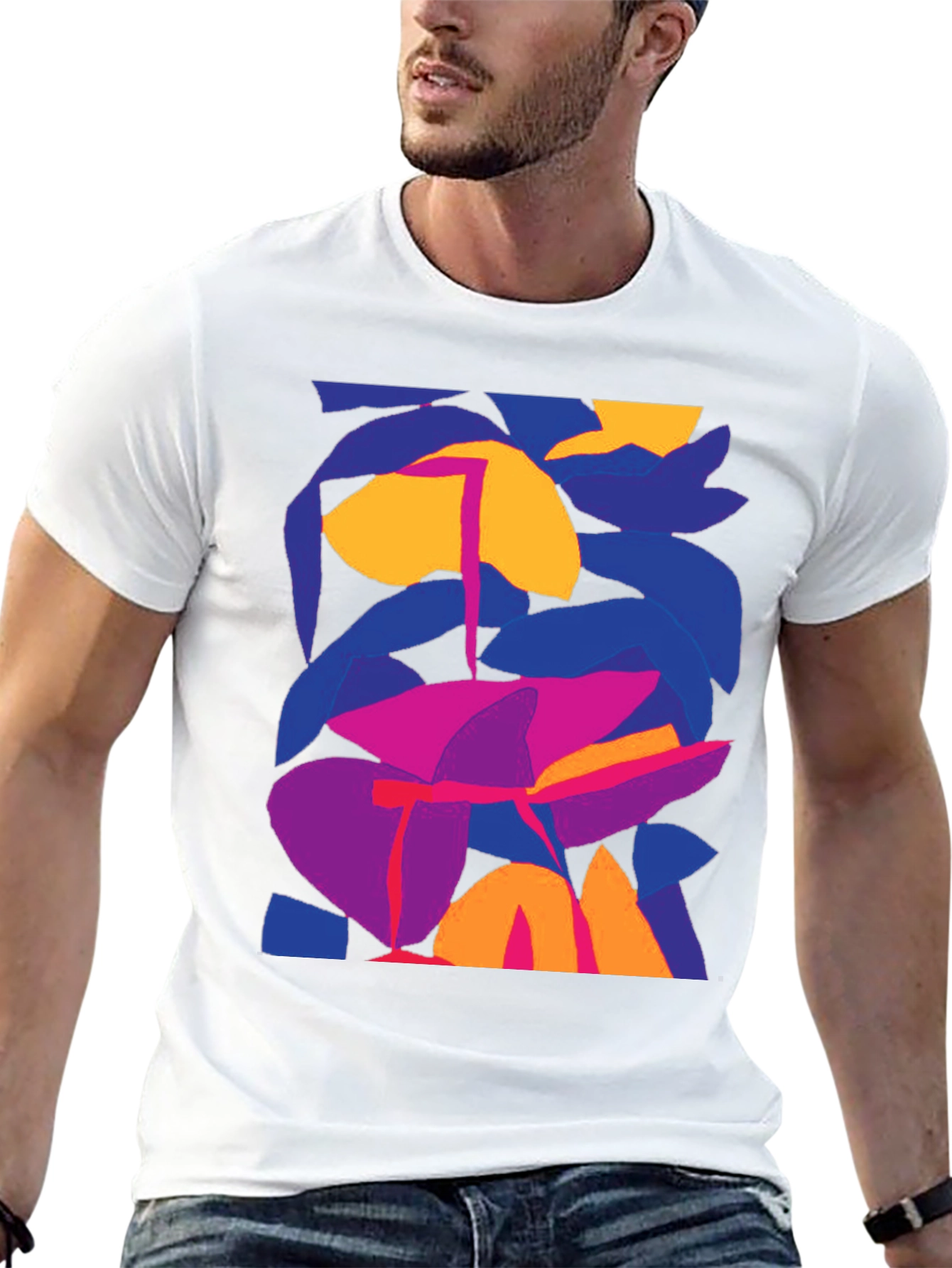 Abstract Floral Graphic Print Black T-Shirt