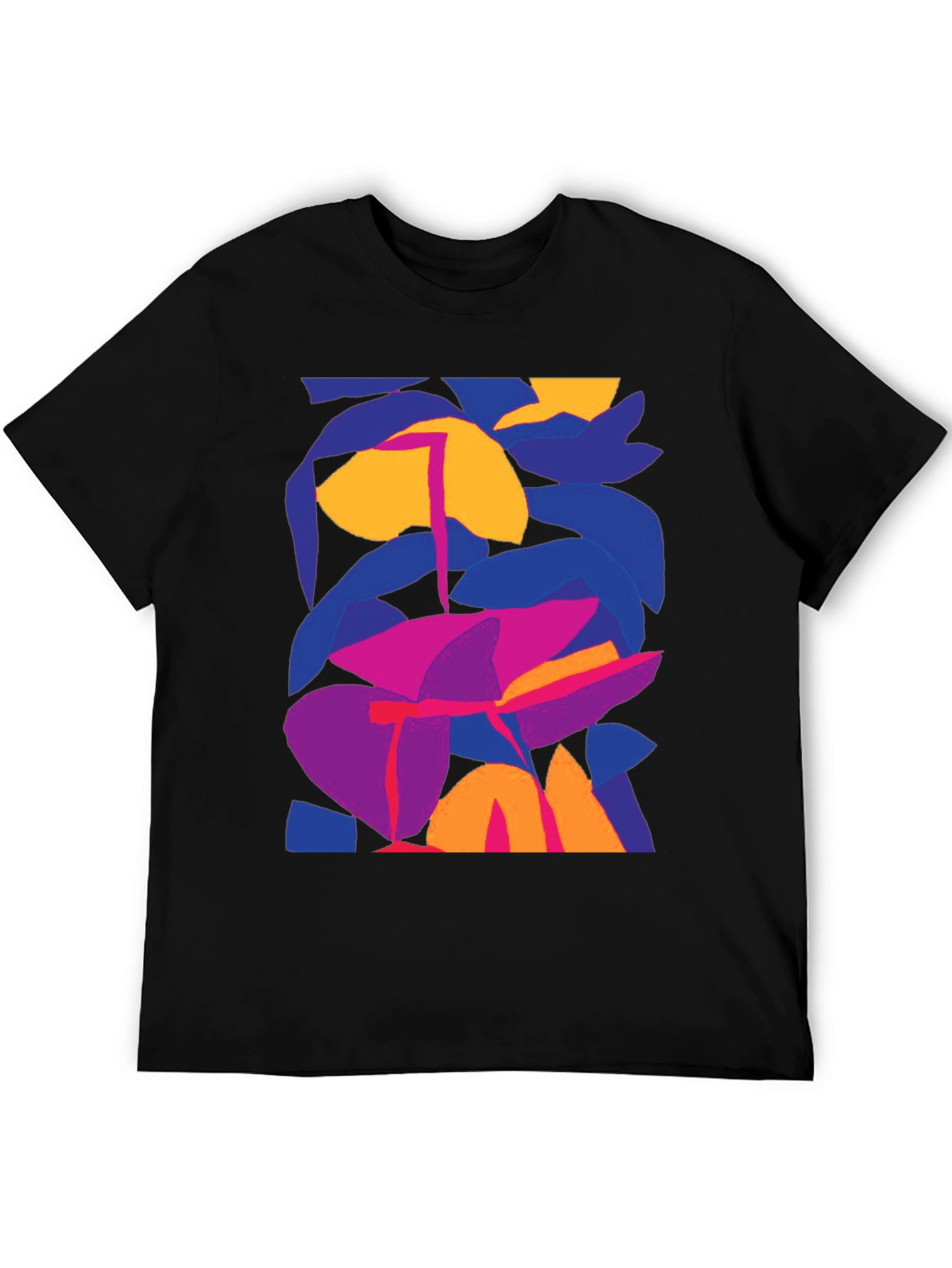 Abstract Floral Graphic Print Black T-Shirt