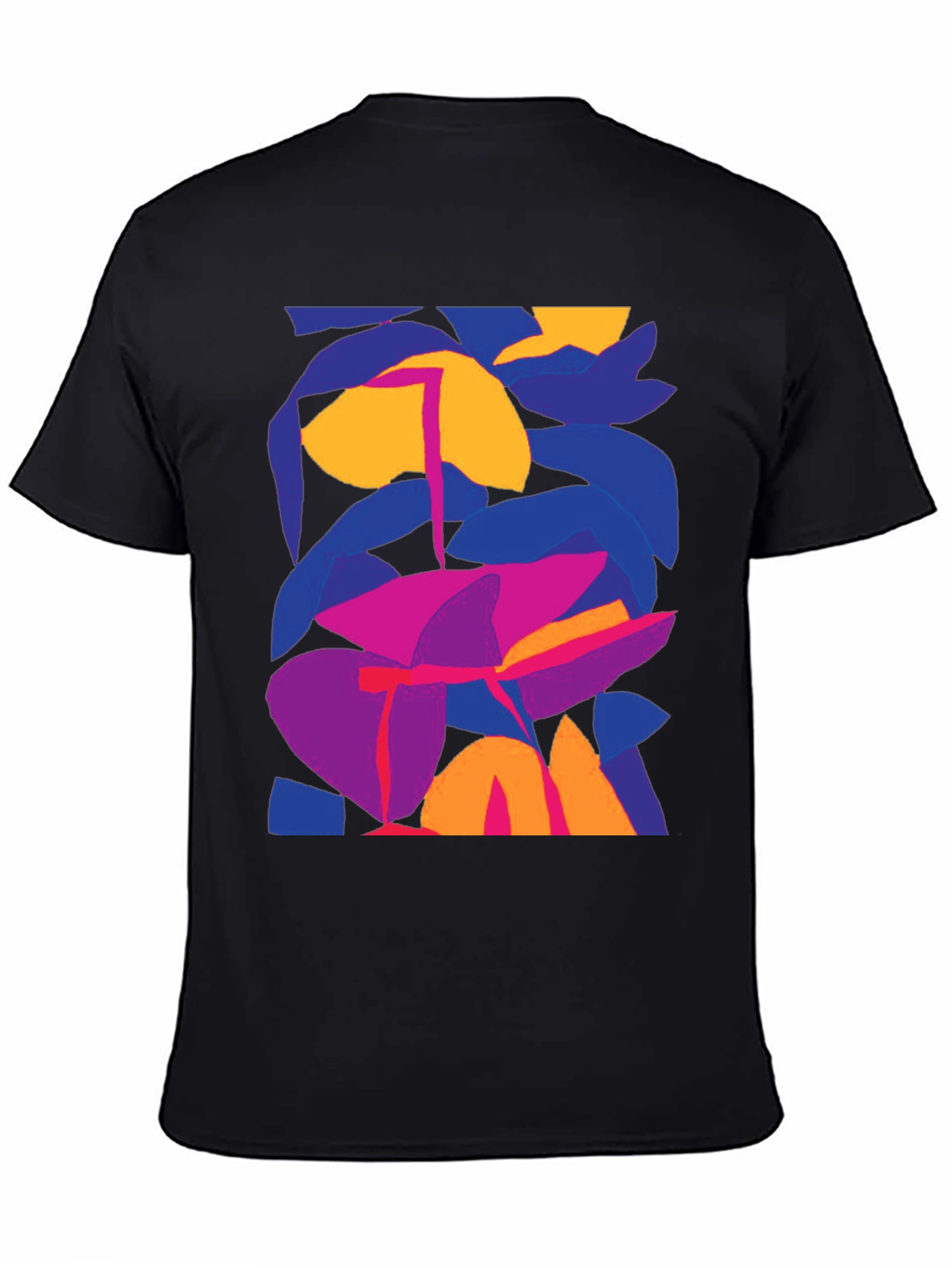 Abstract Floral Graphic Print Black T-Shirt