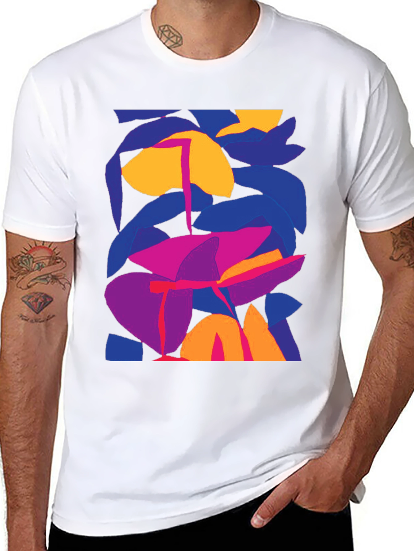 Abstract Floral Graphic Print Black T-Shirt