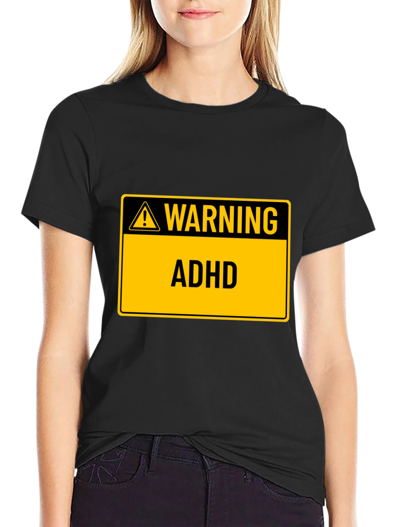Warning ADHD Black T-Shirt