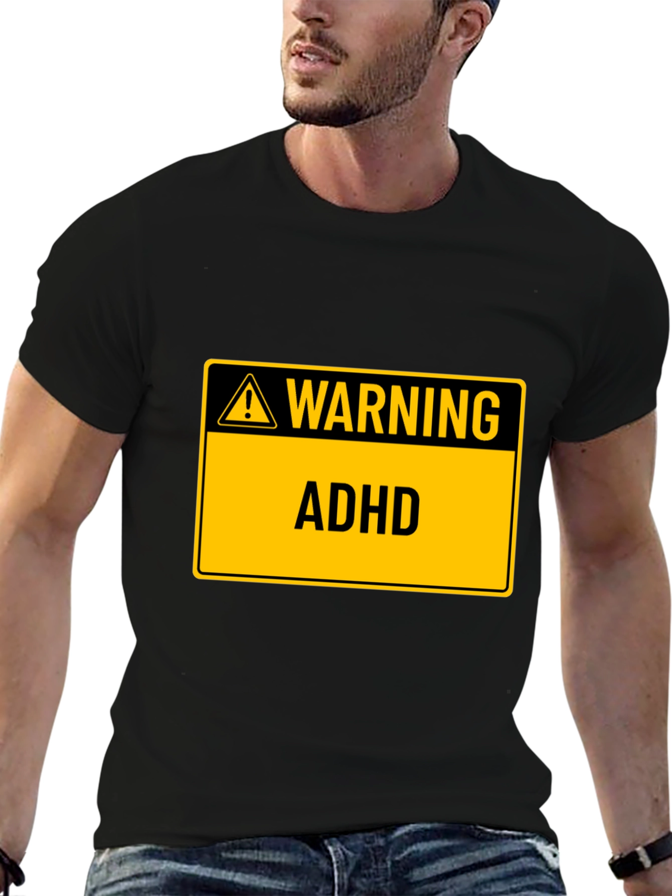 Warning ADHD Black T-Shirt