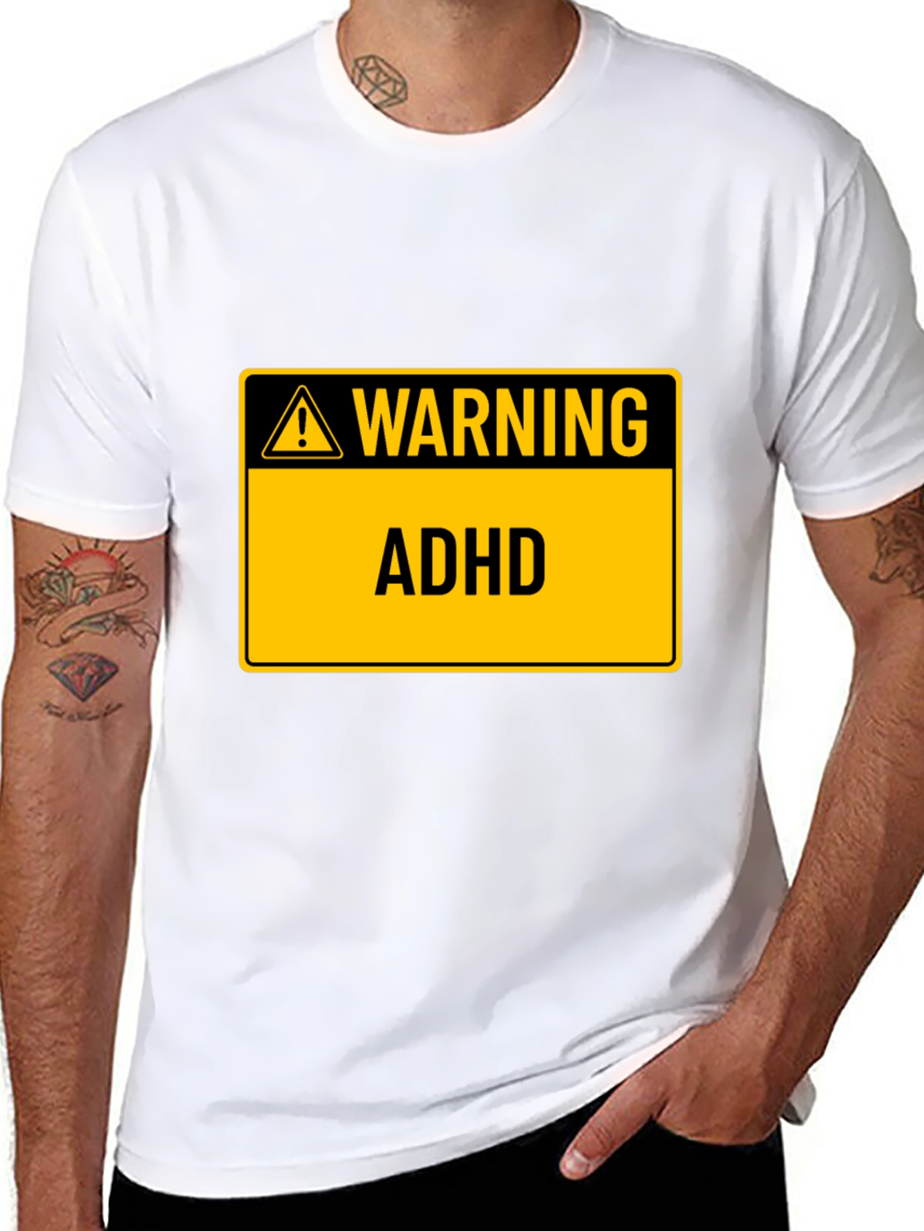 Warning ADHD Black T-Shirt