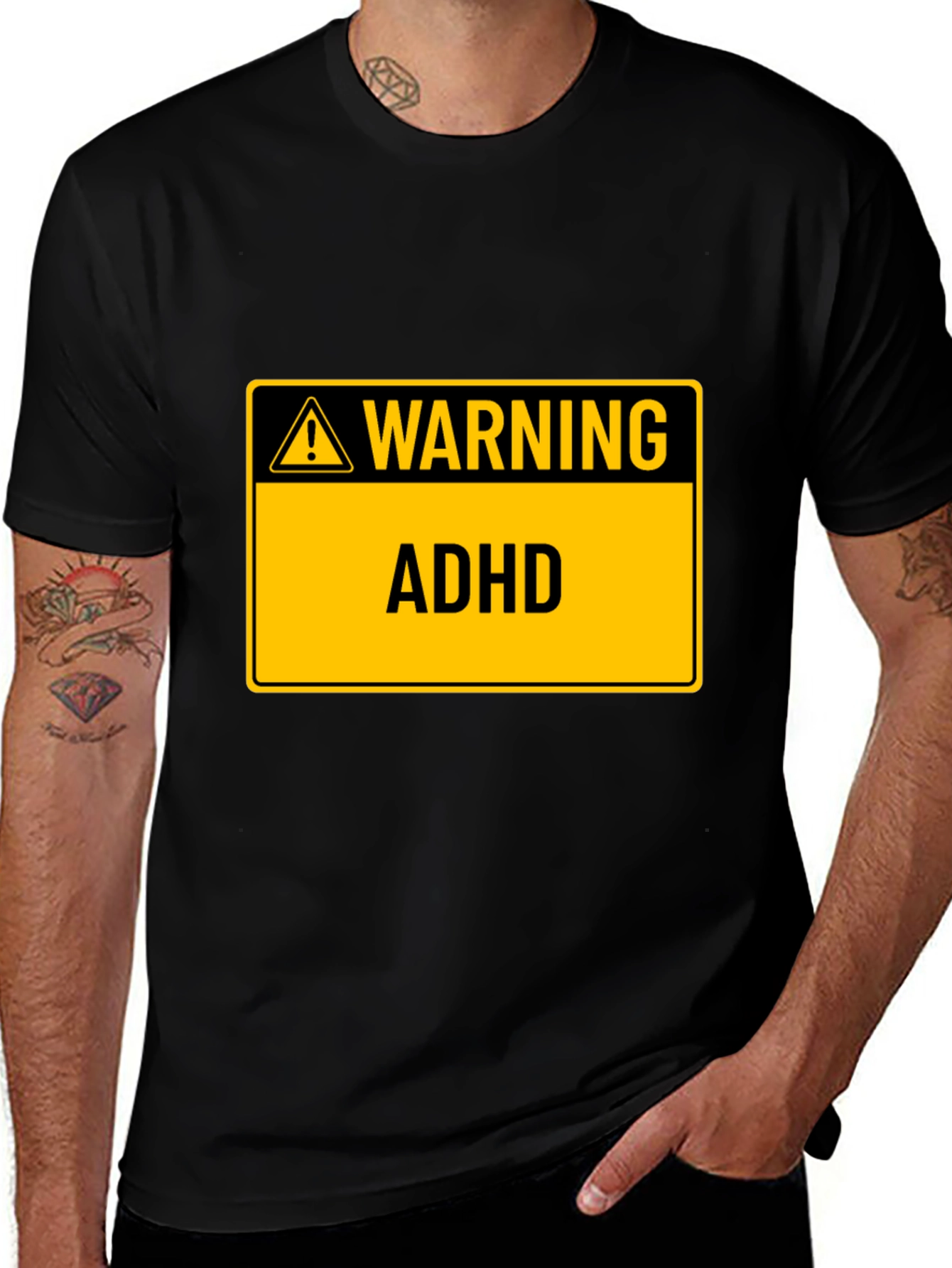 Warning ADHD Black T-Shirt