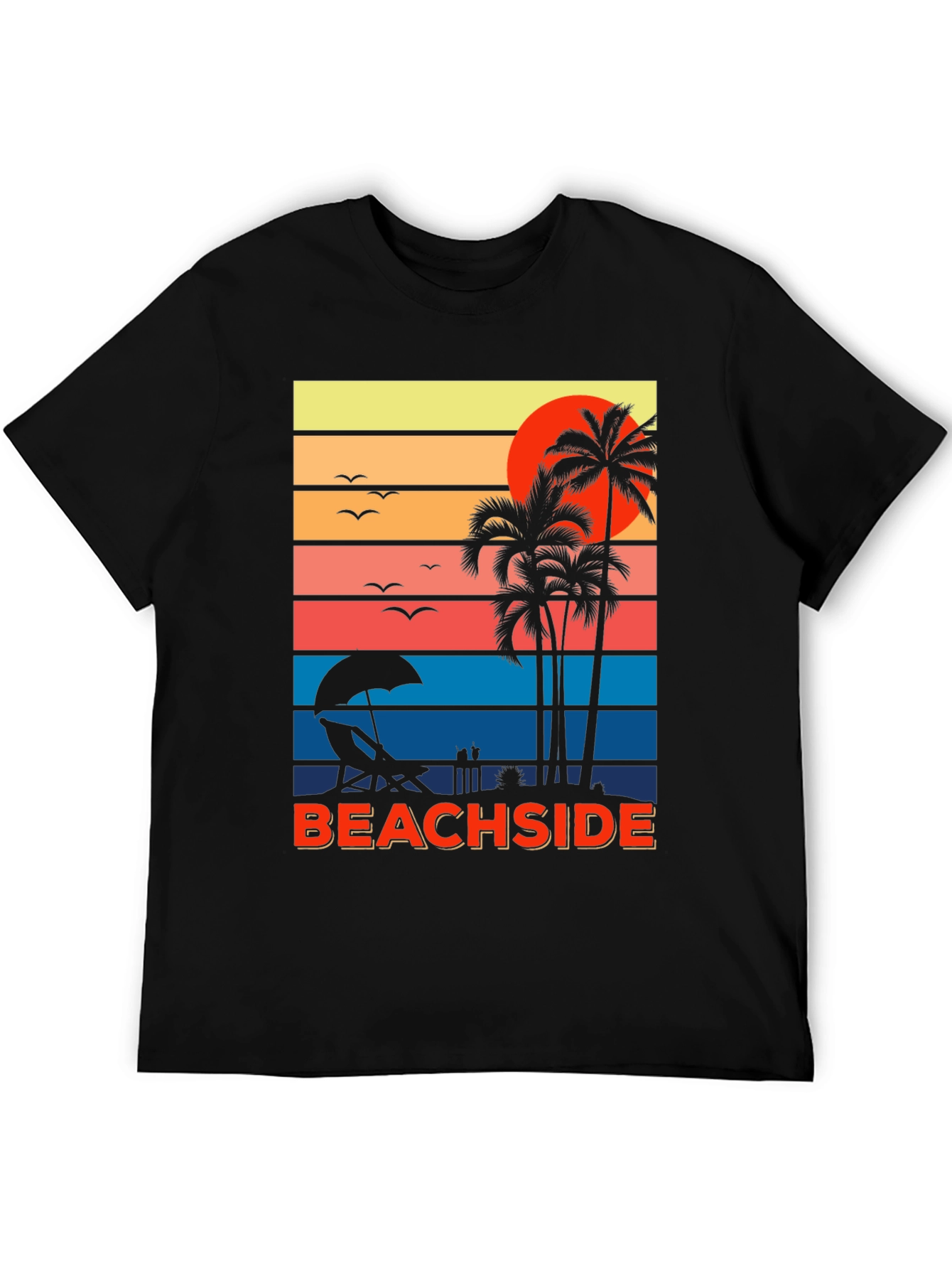 Beachside Sunset Graphic Tee - Palm Tree Vacation Shirt