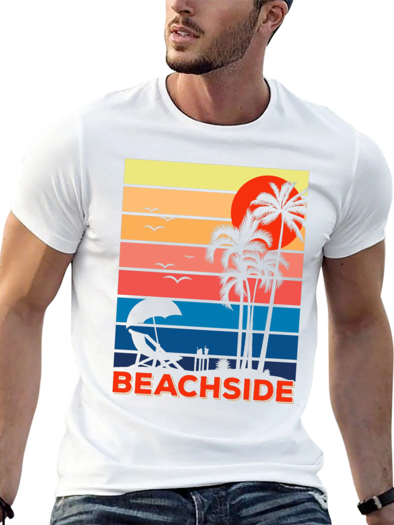 Beachside Sunset Graphic Tee - Palm Tree Vacation Shirt