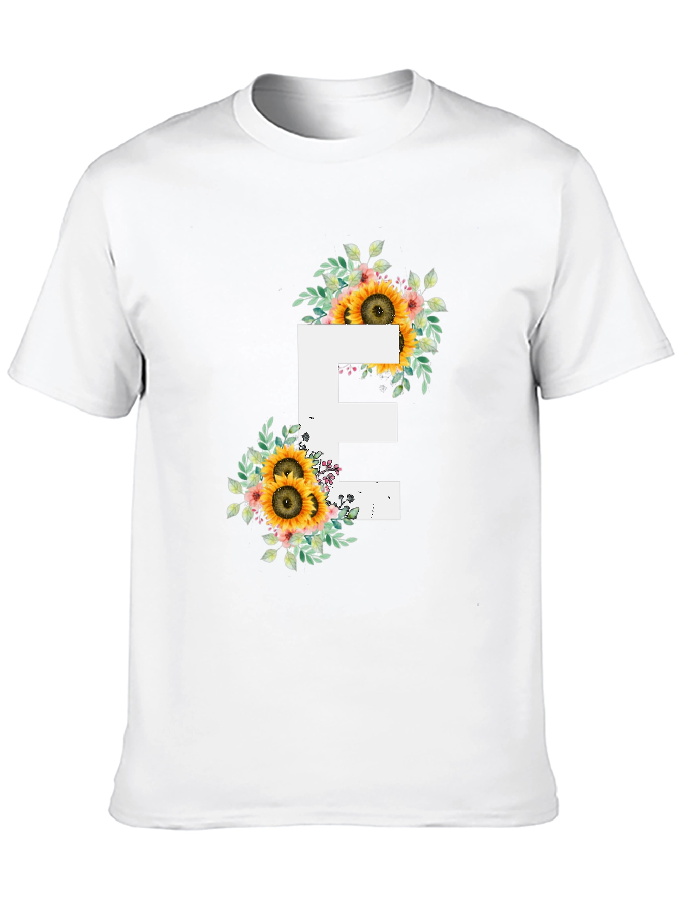 Floral Letter E T-Shirt - Sunflower Initial Tee