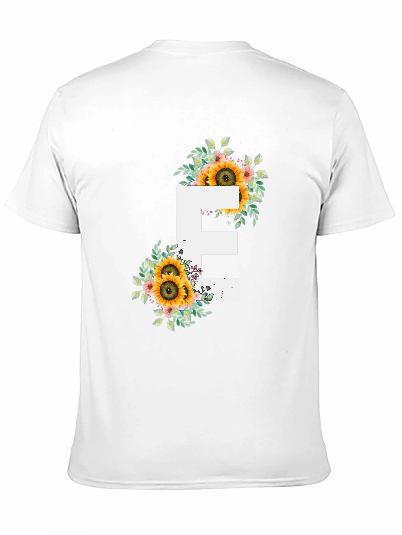 Floral Letter E T-Shirt - Sunflower Initial Tee