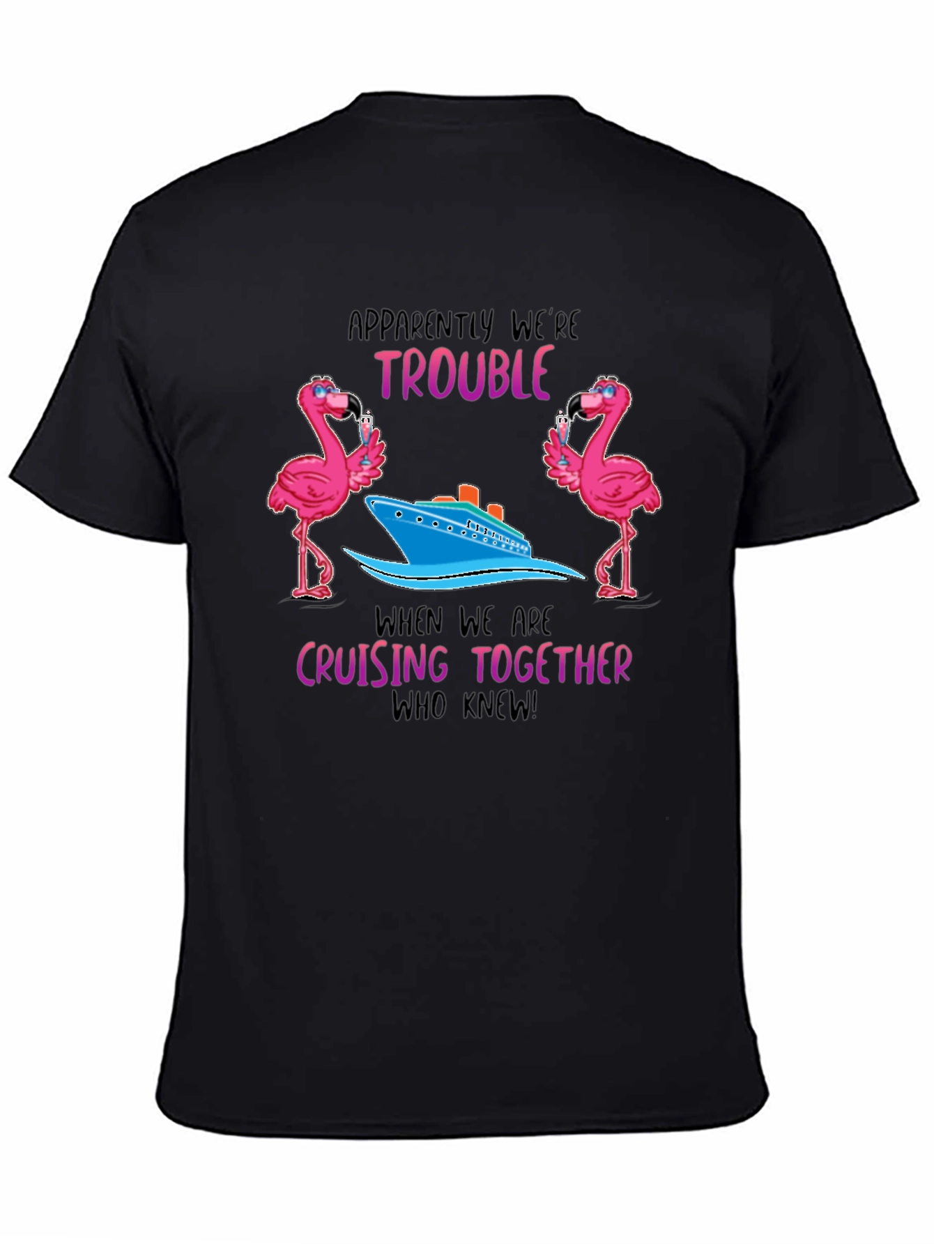 Flamingo Cruise Crew T-Shirt - Trouble Cruising Together Tee