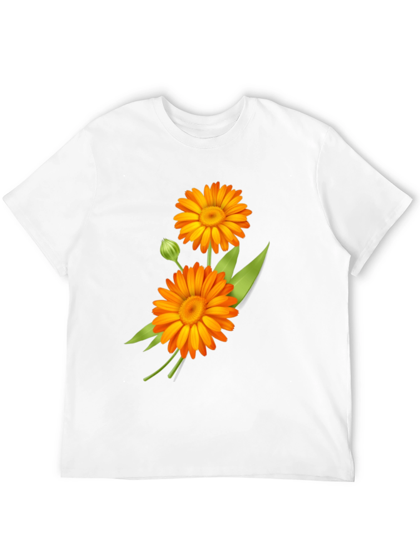 Calendula Flower Graphic Print Black Tee