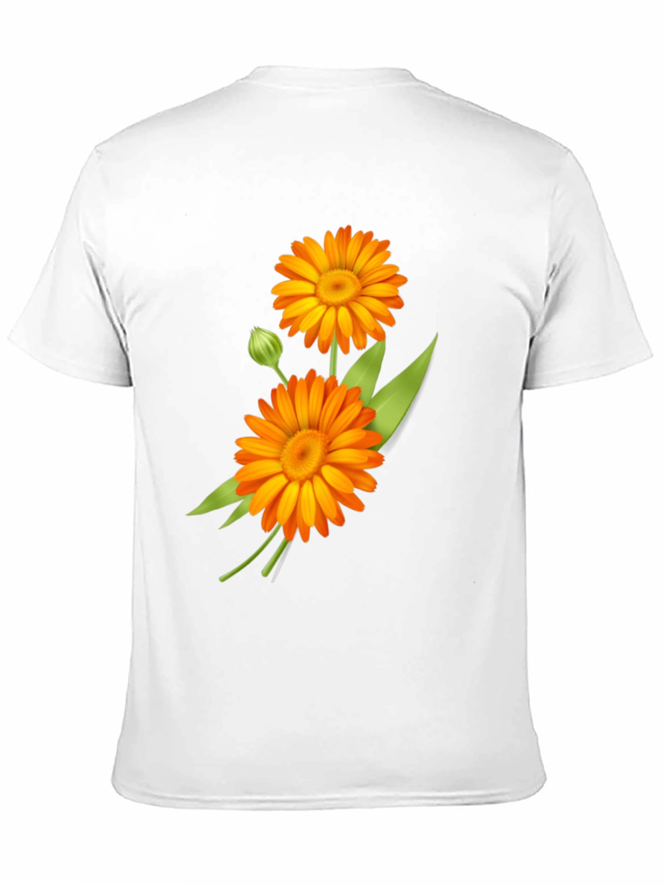 Calendula Flower Graphic Print Black Tee