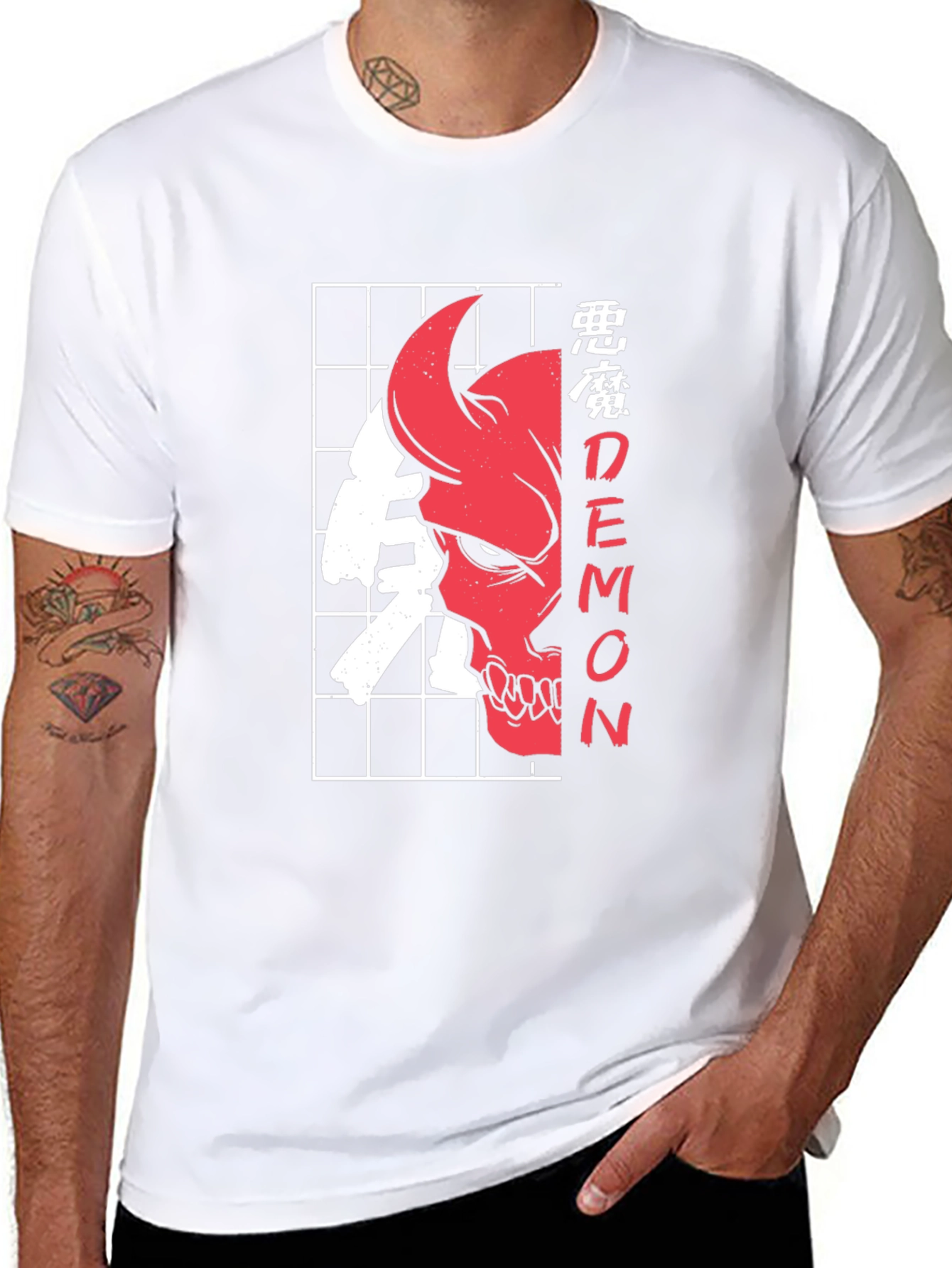 Demon Skull Graphic Tee - Urban Style Black T-Shirt