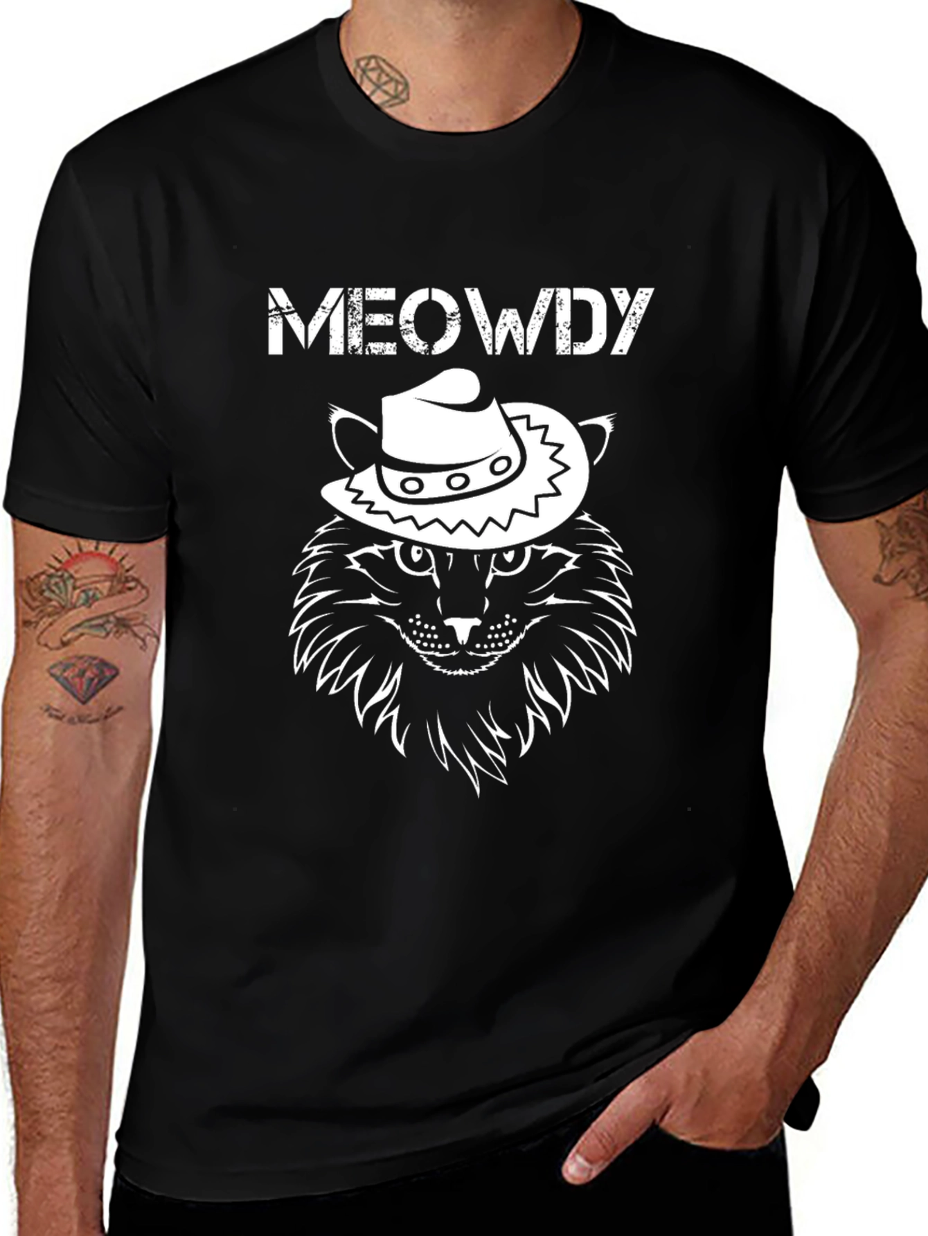 Meowdy Cowboy Cat Graphic T-Shirt
