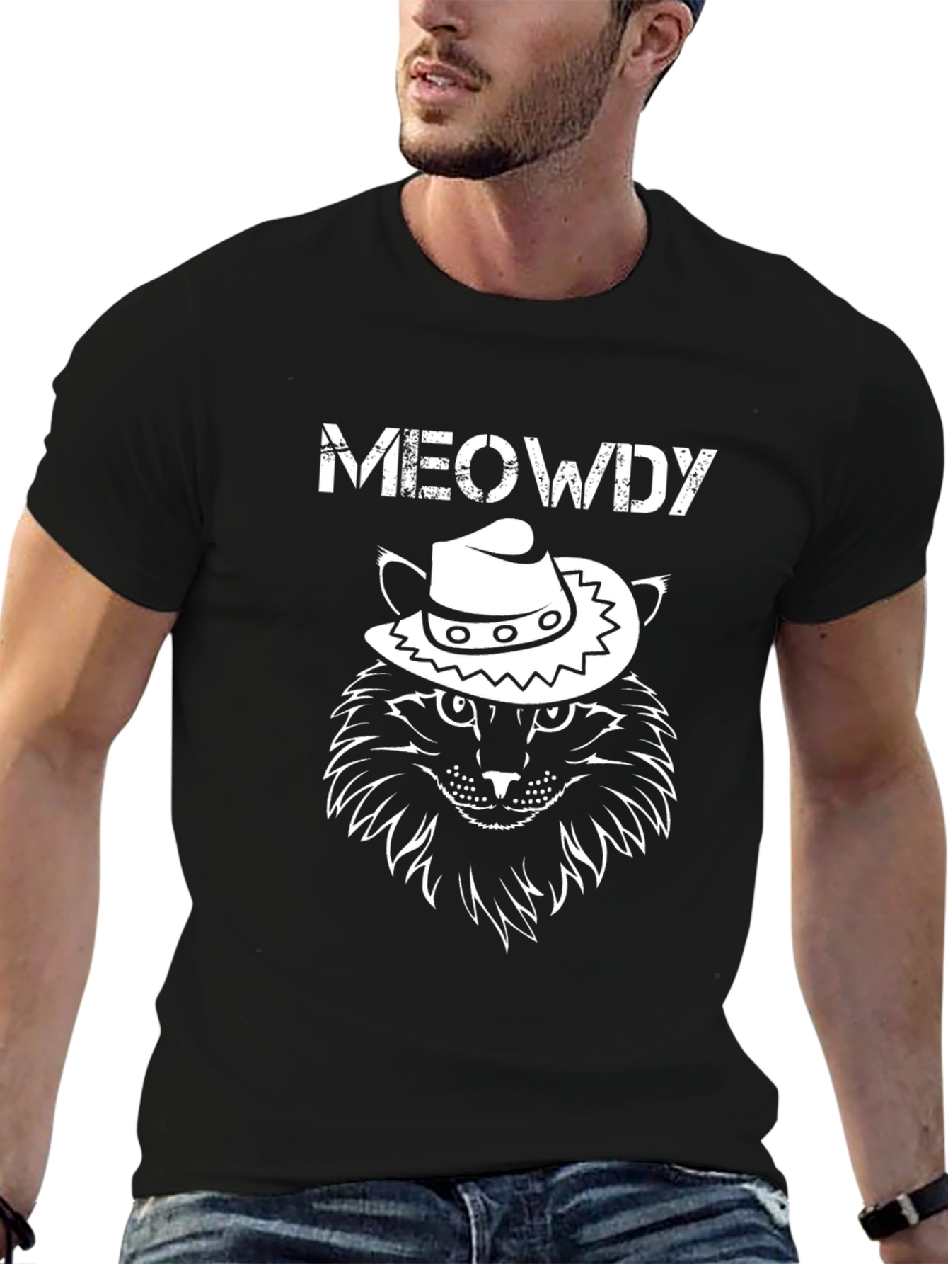 Meowdy Cowboy Cat Graphic T-Shirt