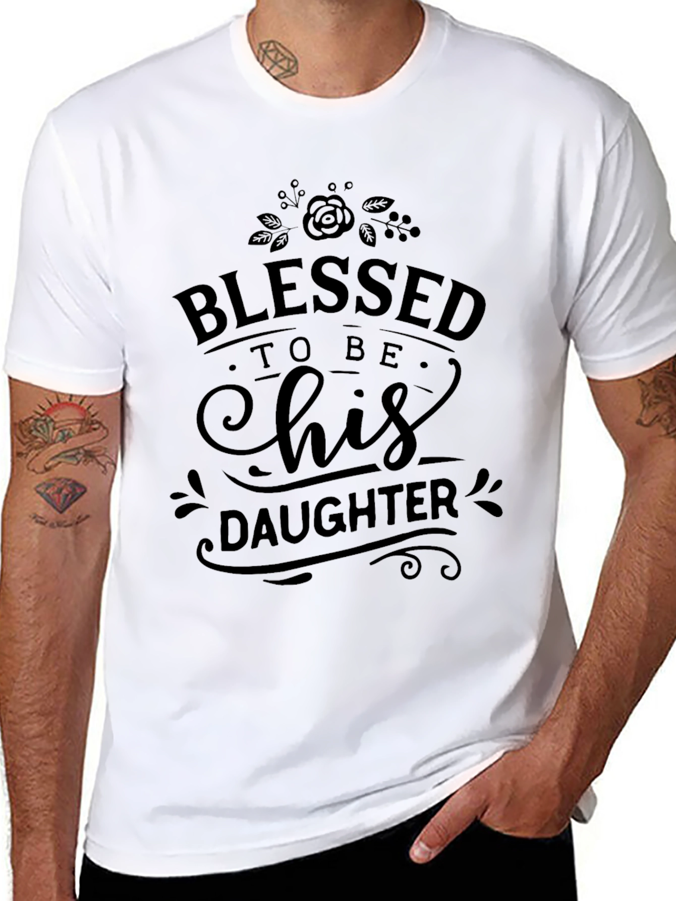 Blessed To Be His Daughter Black Graphic Tee