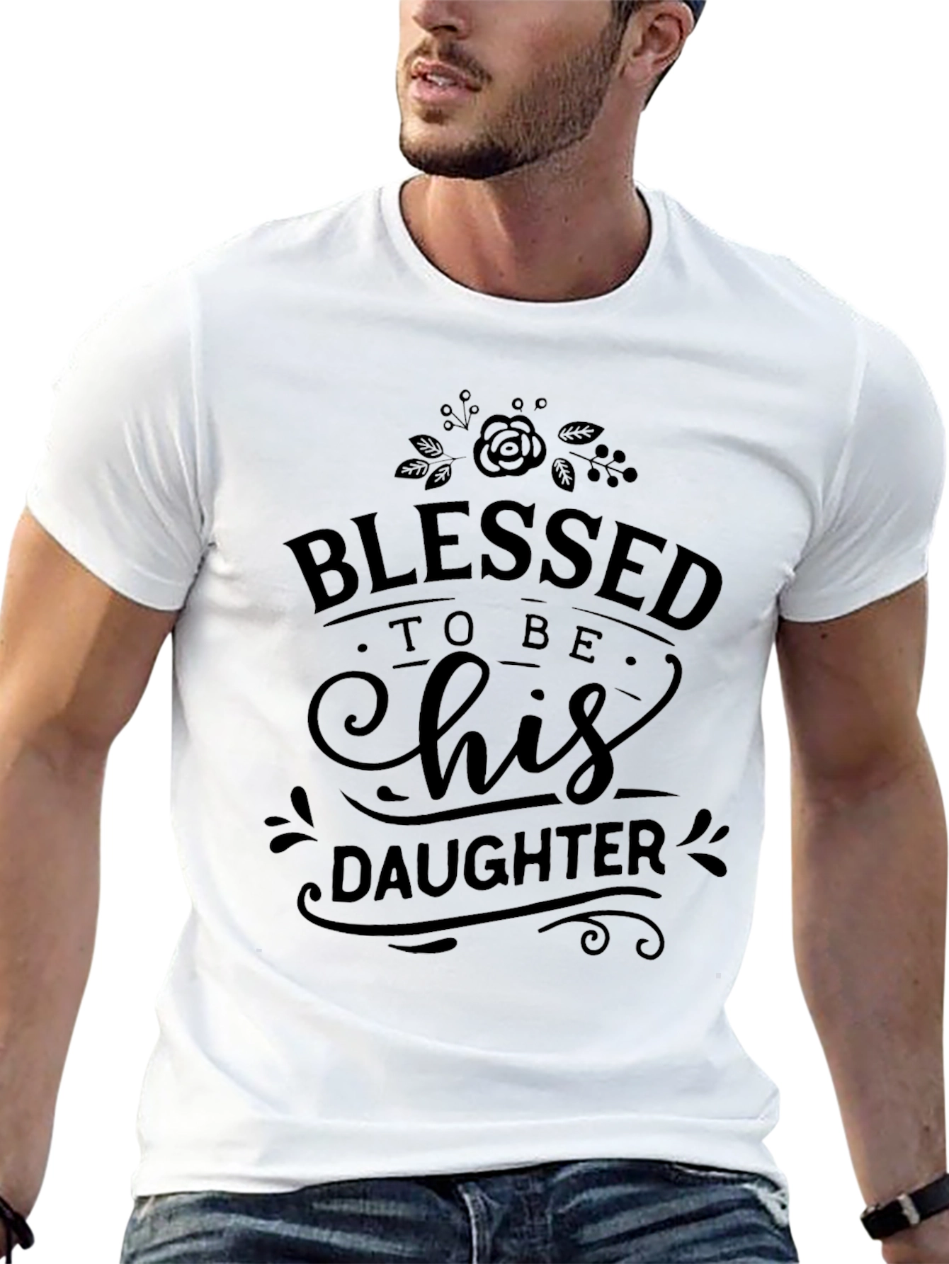 Blessed To Be His Daughter Black Graphic Tee