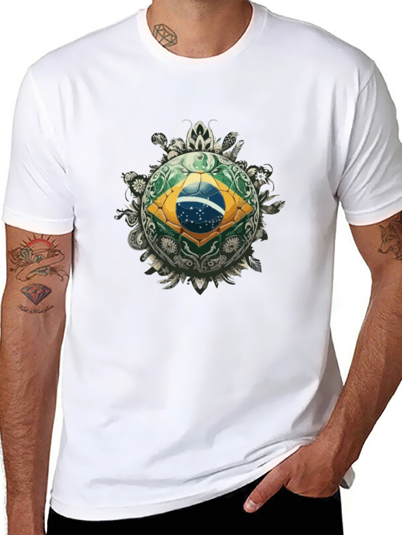 Brazil Flag Soccer Ball Graphic Tee