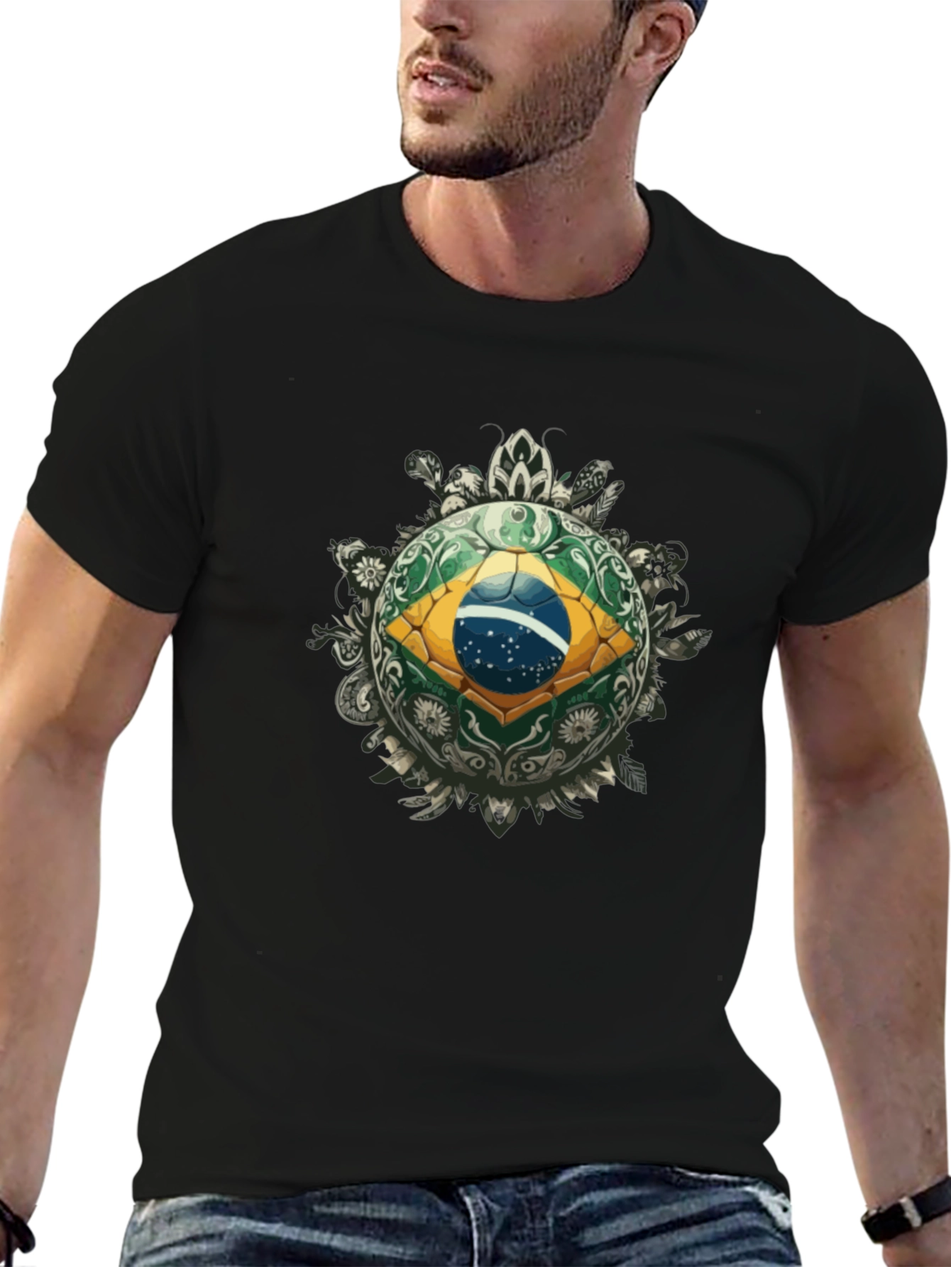 Brazil Flag Soccer Ball Graphic Tee
