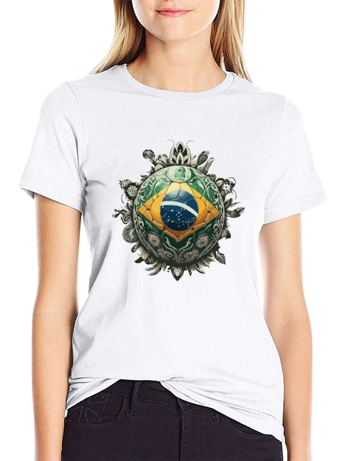 Brazil Flag Soccer Ball Graphic Tee