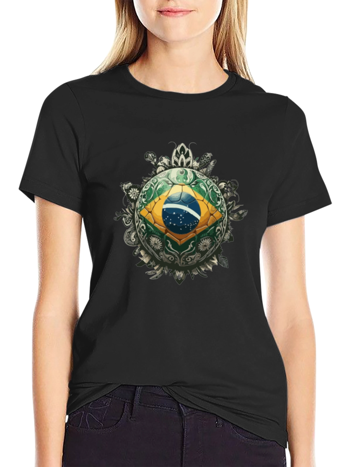 Brazil Flag Soccer Ball Graphic Tee