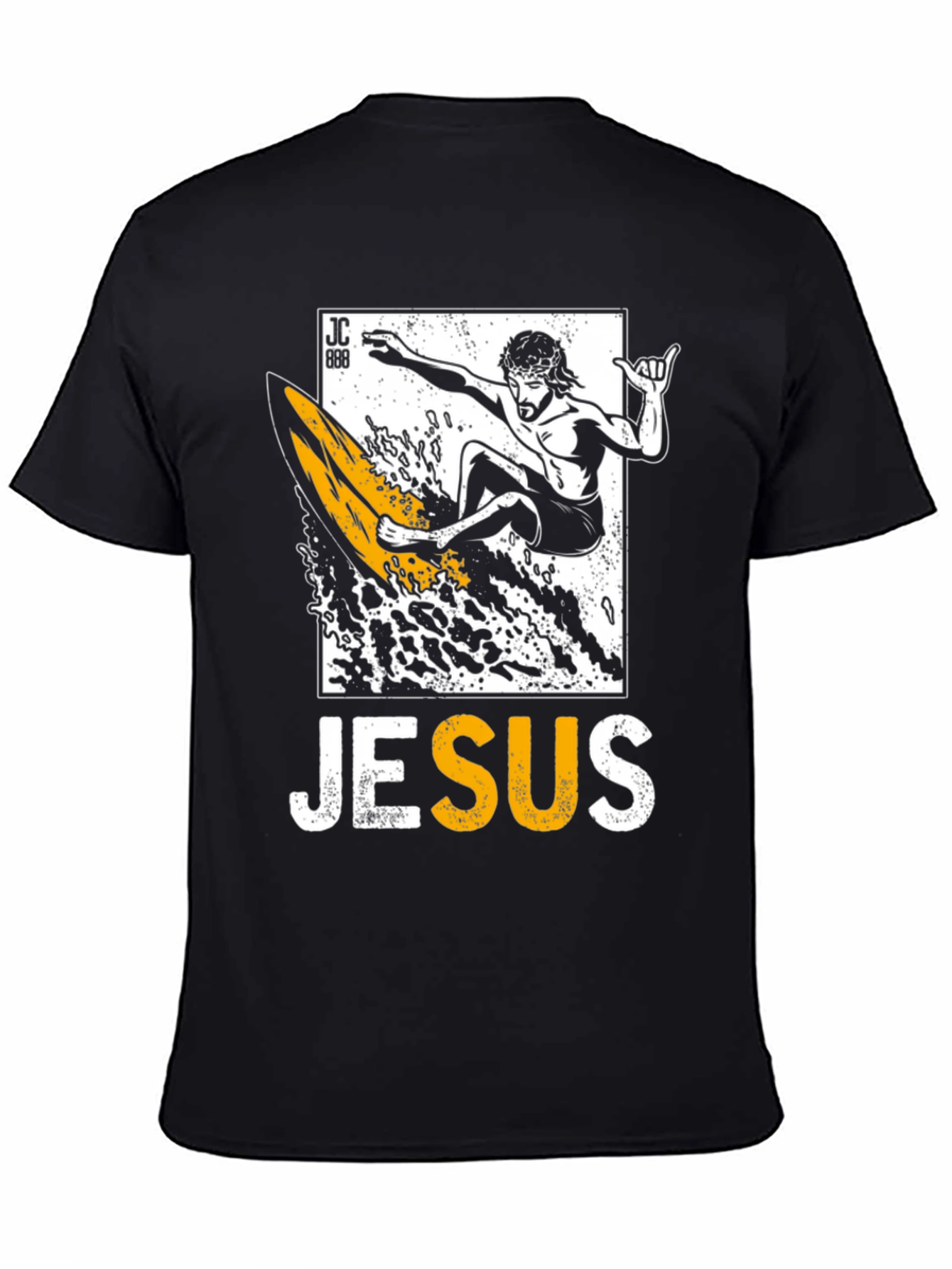Jesus Surfing Graphic Tee - Black Cotton