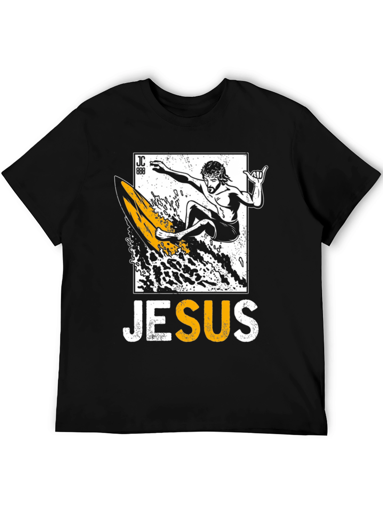 Jesus Surfing Graphic Tee - Black Cotton