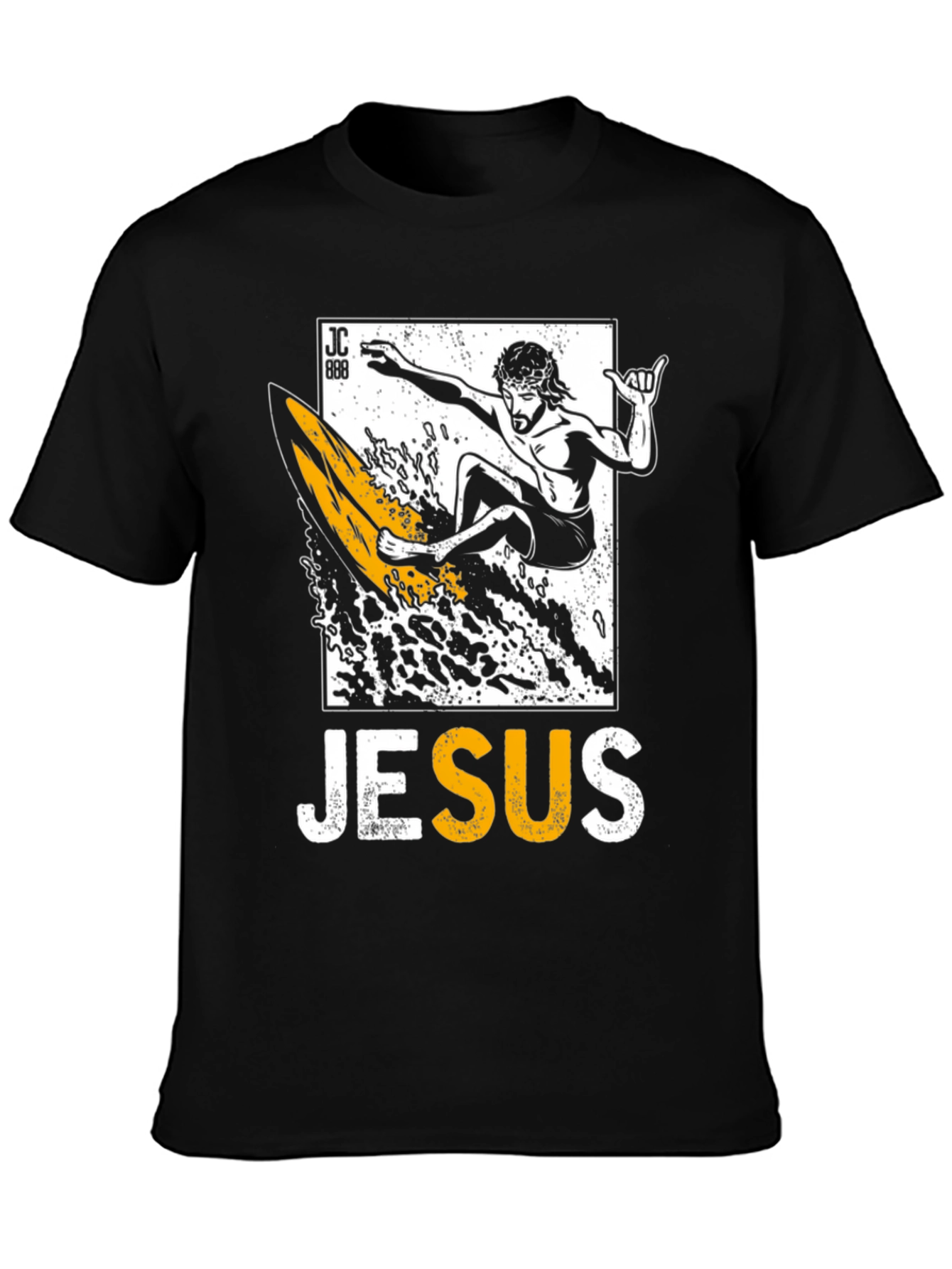 Jesus Surfing Graphic Tee - Black Cotton