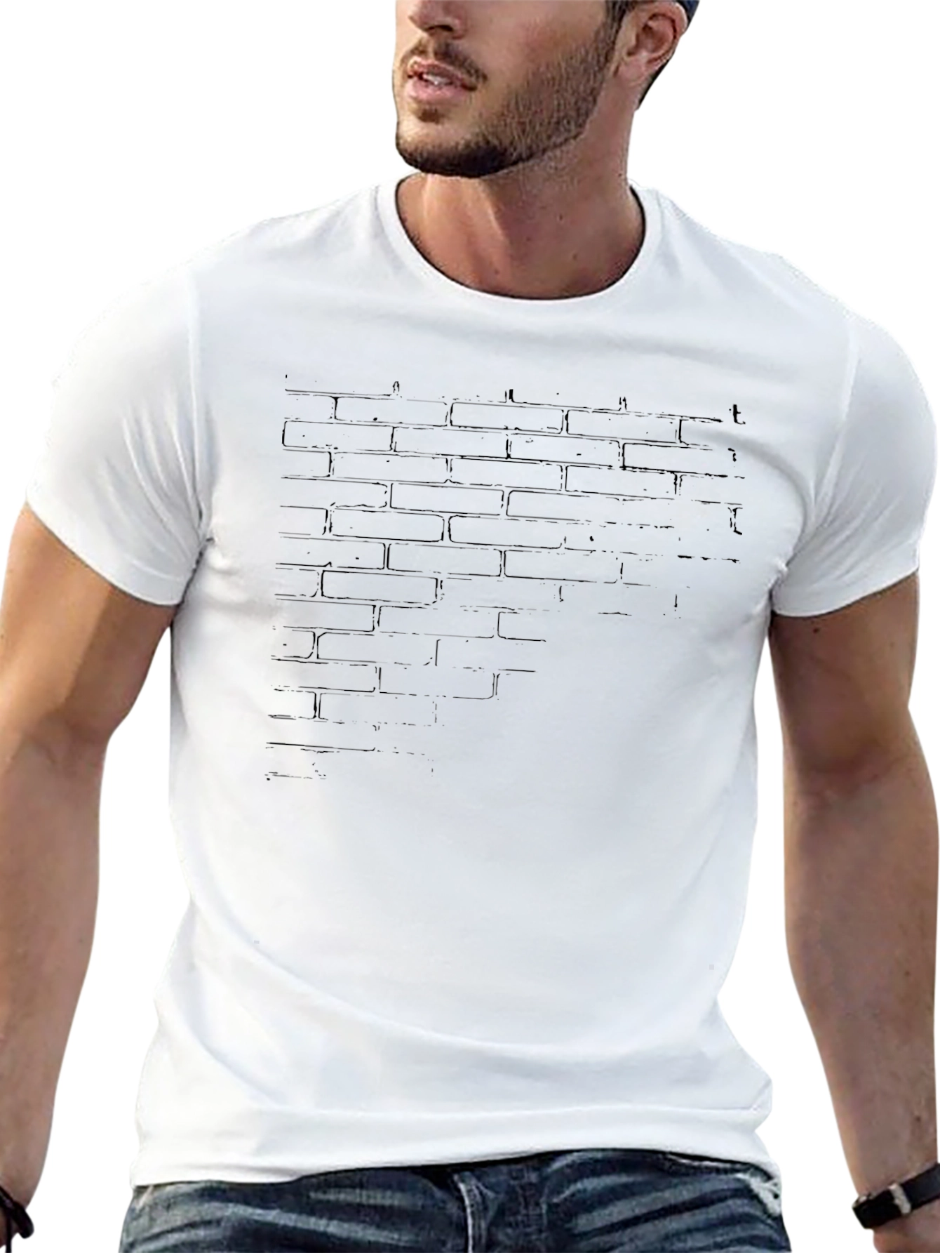 Brick Wall Graphic Black T-Shirt