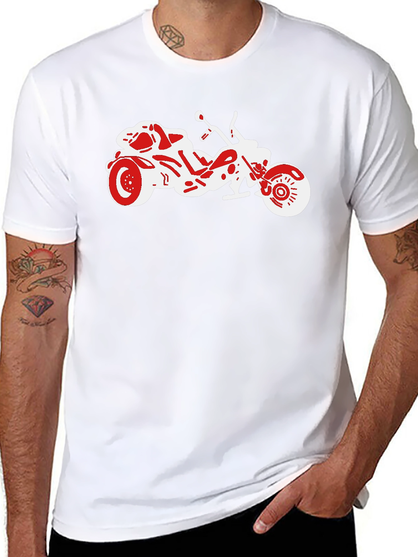 Motorcycle Graphic Tee - Black Casual T-Shirt