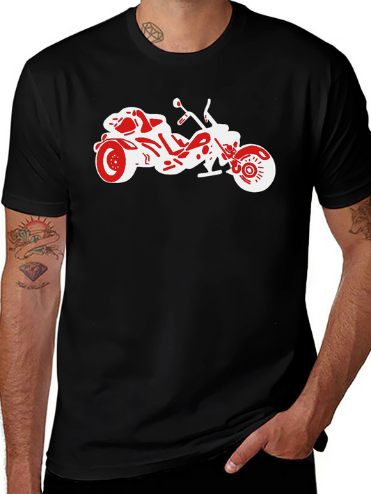 Motorcycle Graphic Tee - Black Casual T-Shirt