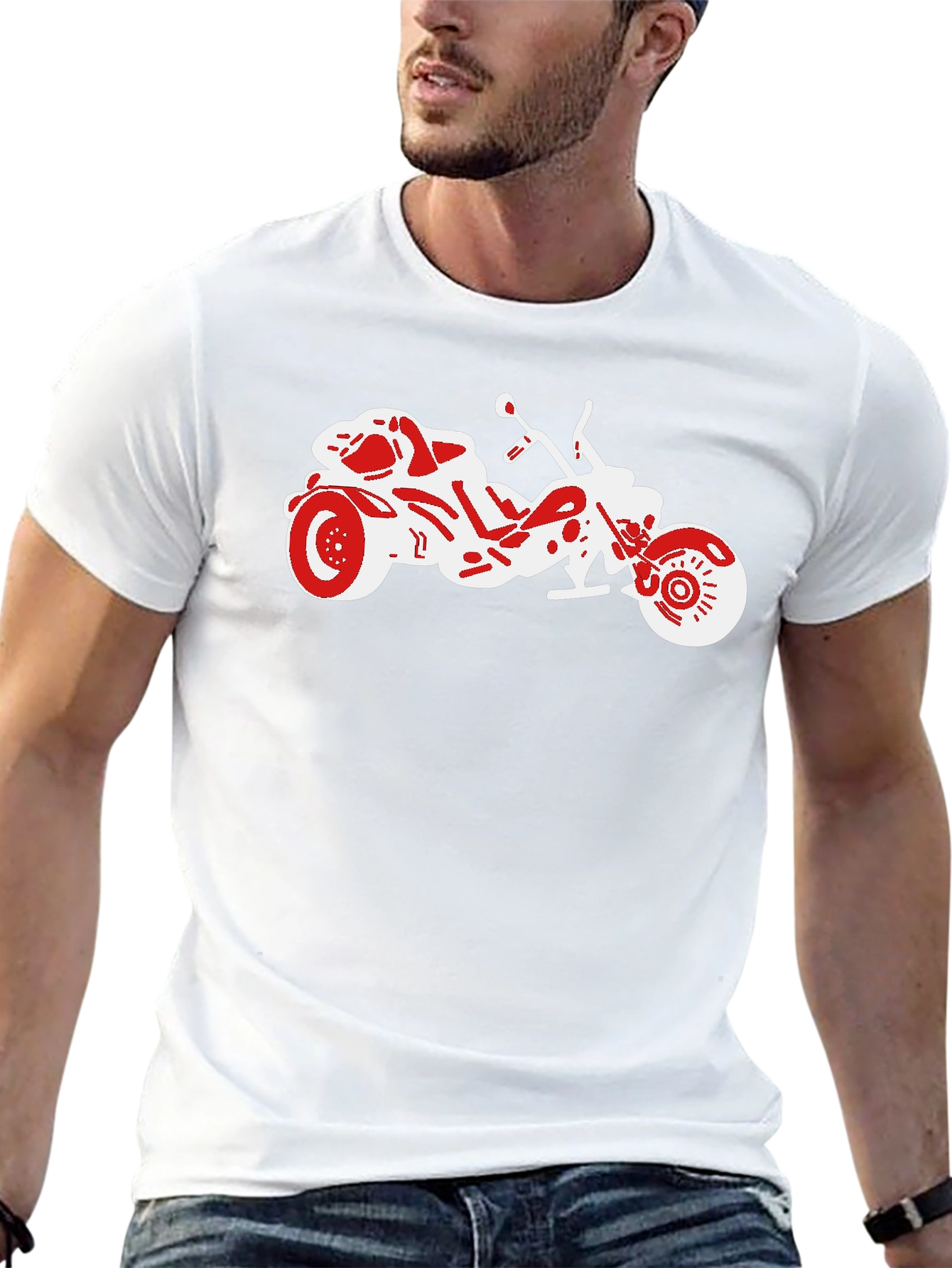 Motorcycle Graphic Tee - Black Casual T-Shirt