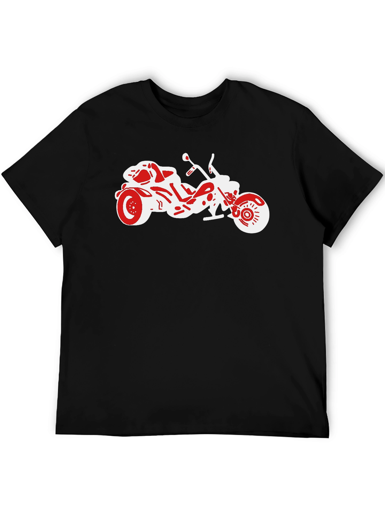 Motorcycle Graphic Tee - Black Casual T-Shirt