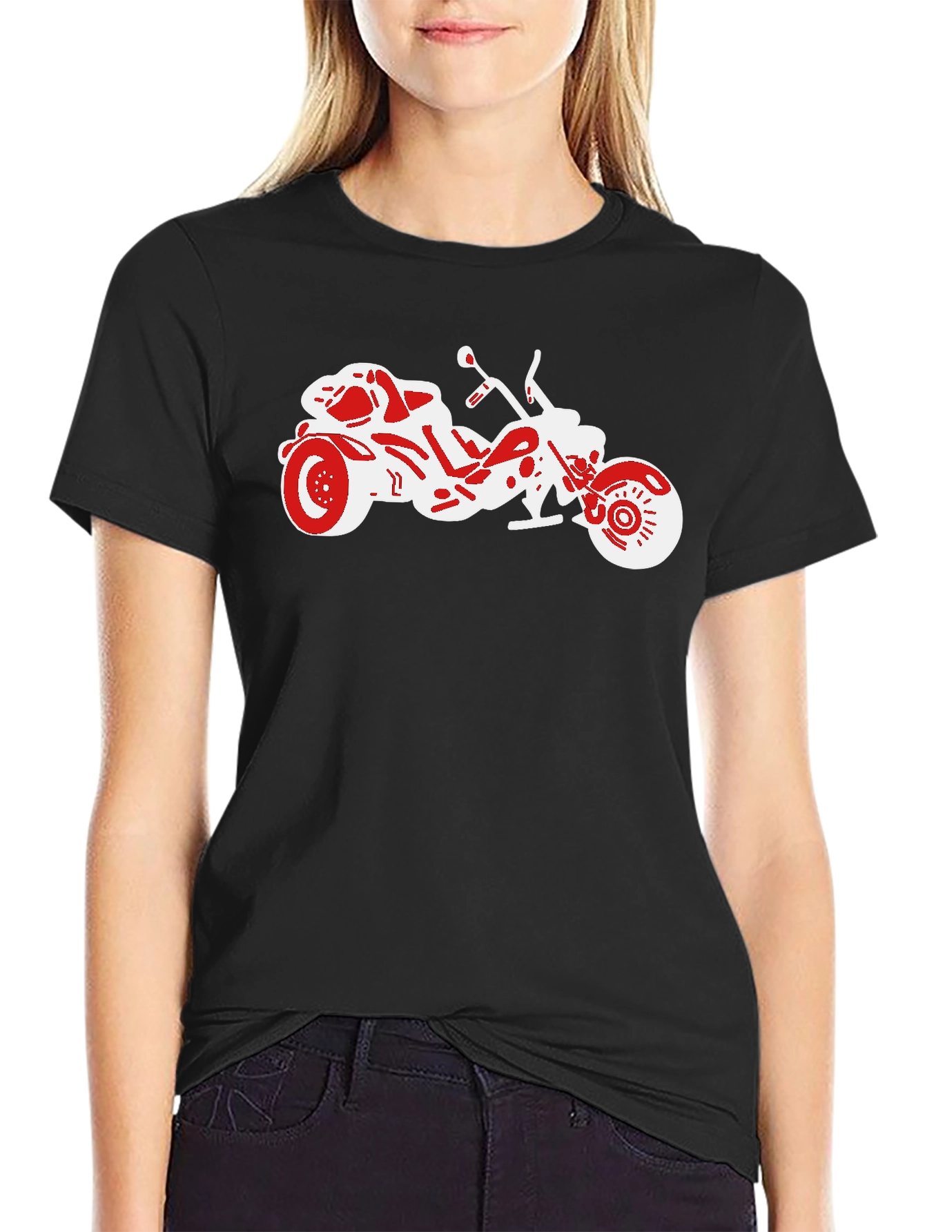 Motorcycle Graphic Tee - Black Casual T-Shirt