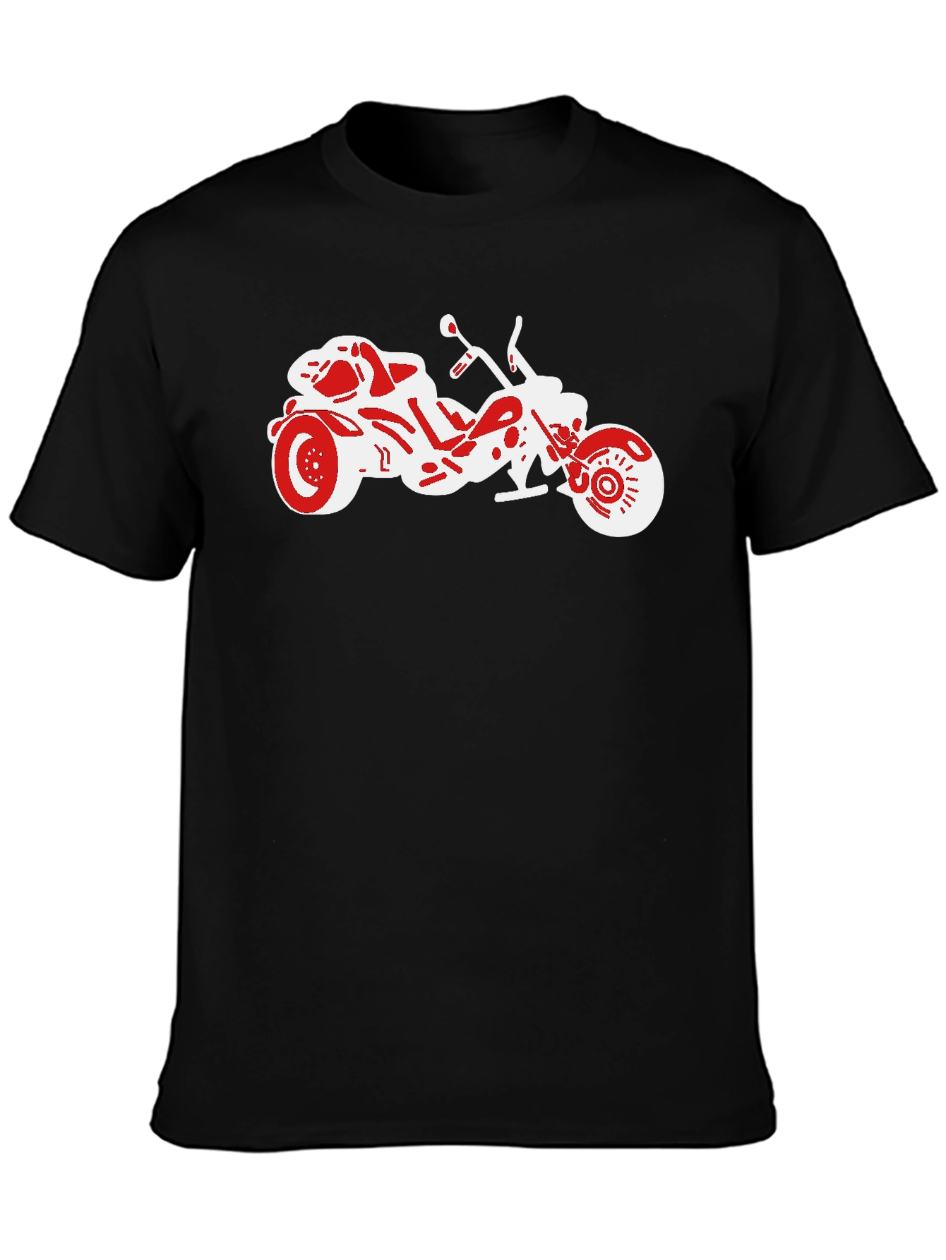 Motorcycle Graphic Tee - Black Casual T-Shirt