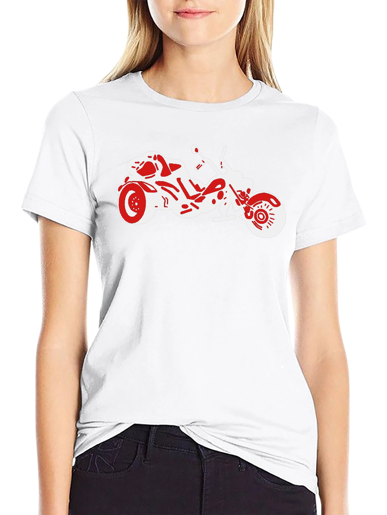 Motorcycle Graphic Tee - Black Casual T-Shirt