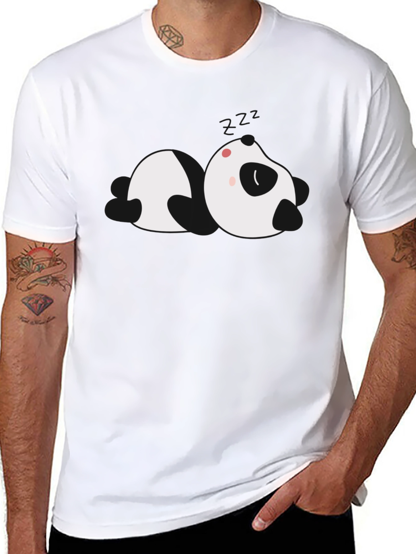 Cute Panda Graphic Black T-Shirt