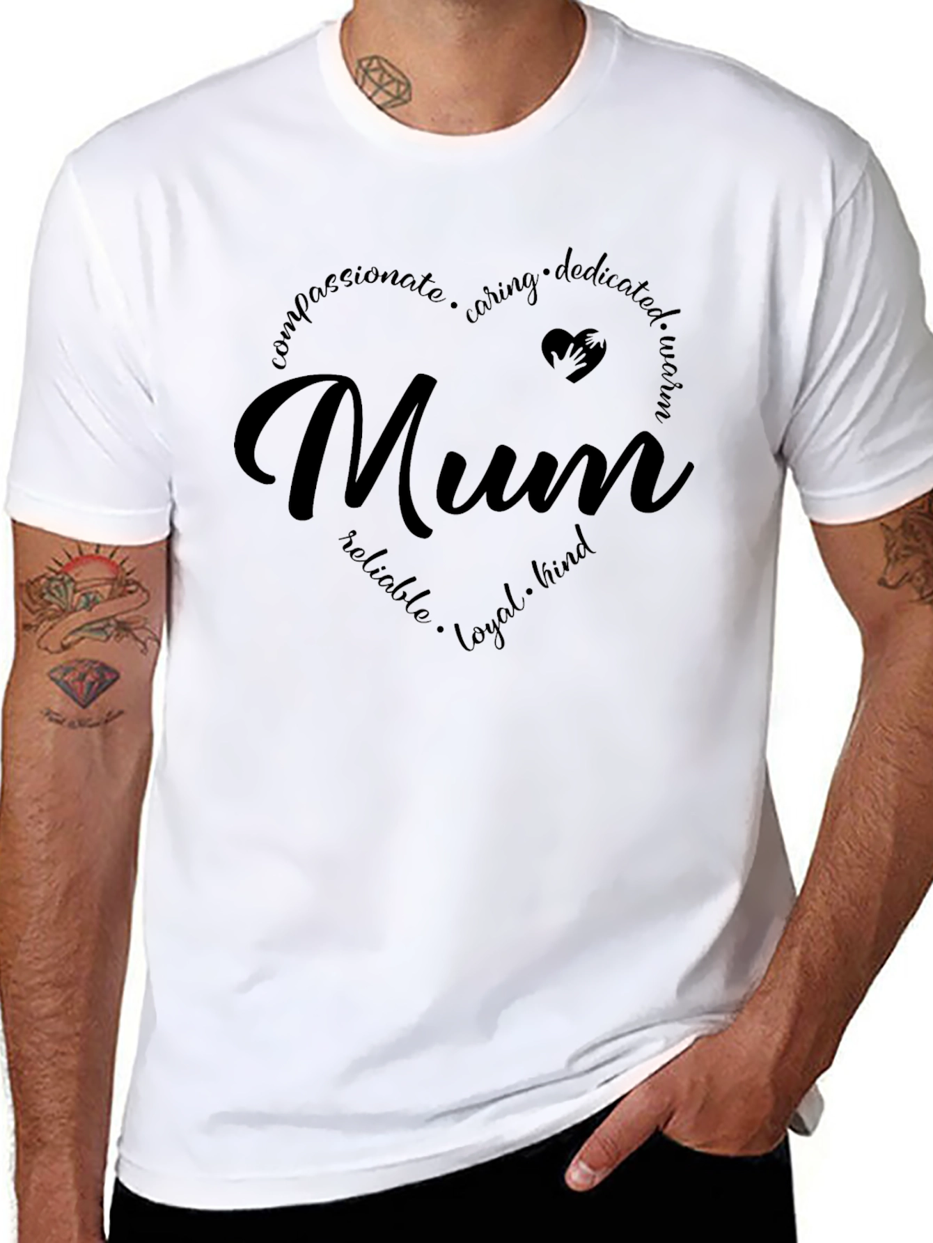 Heartfelt Mum Black T-Shirt - Mothers Day Gift