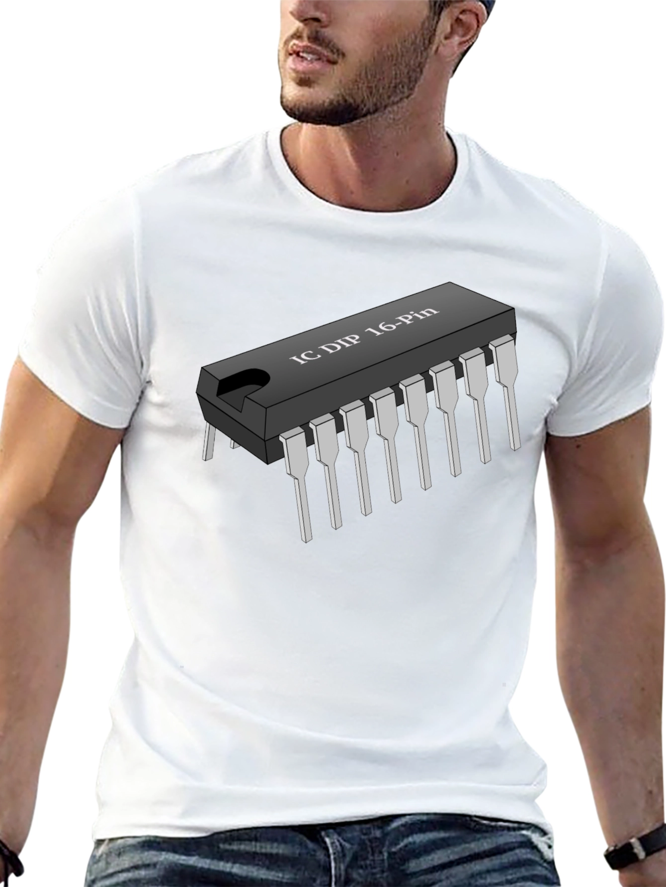 IC DIP 16-Pin Black T-Shirt - Geeky Electronics Tee