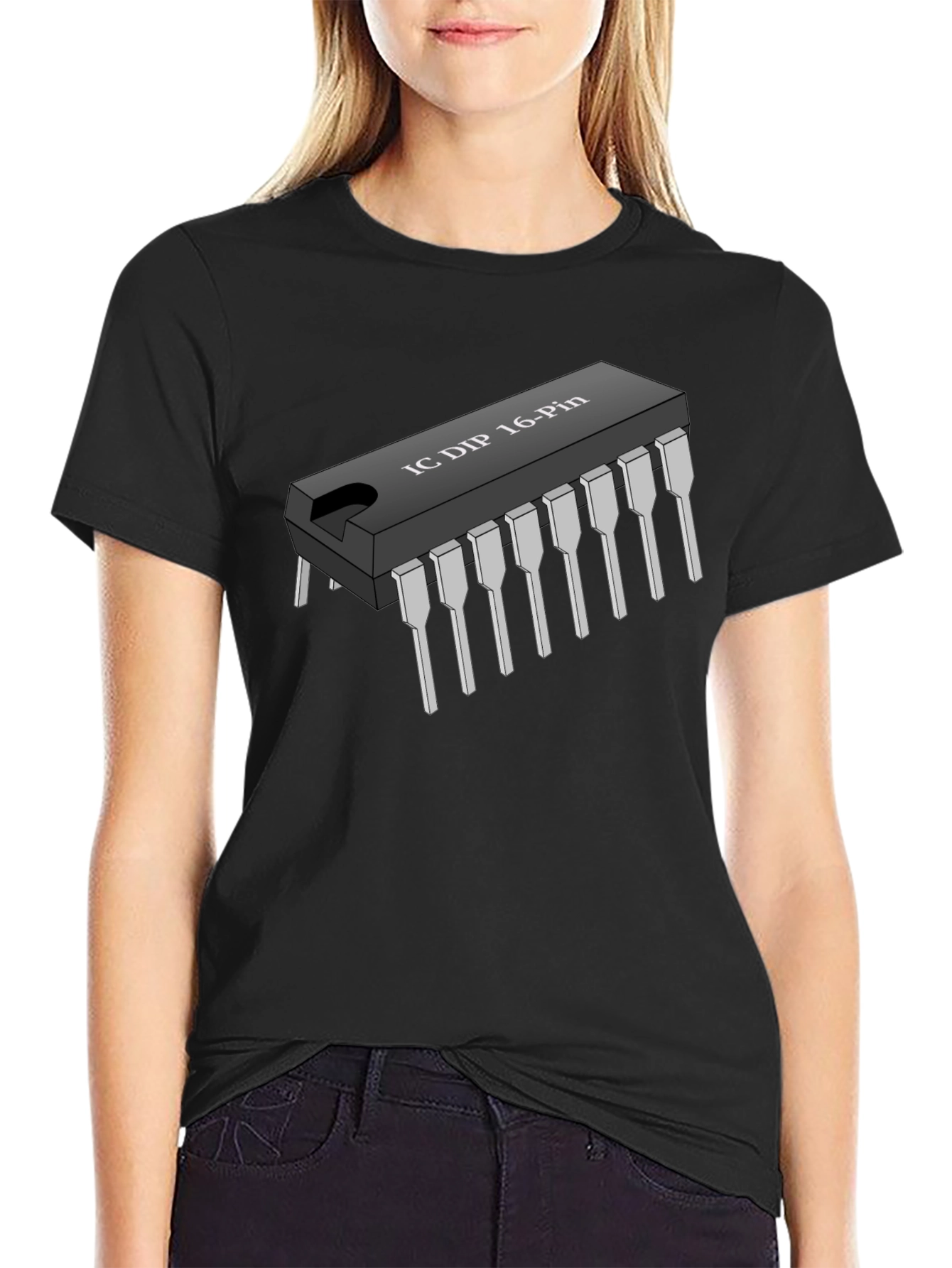 IC DIP 16-Pin Black T-Shirt - Geeky Electronics Tee