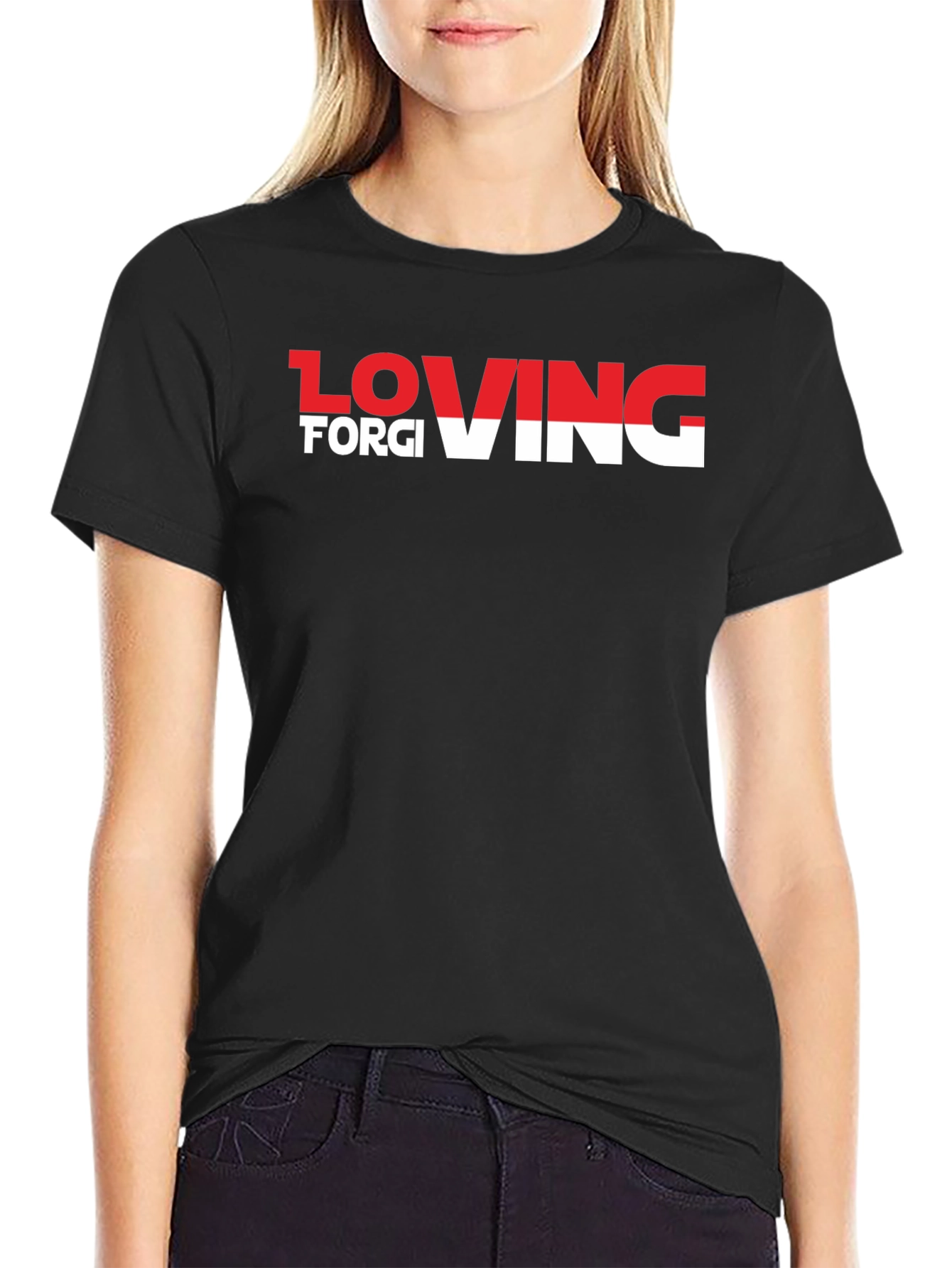 Loving Forgiving T-Shirt - Black Crew Neck