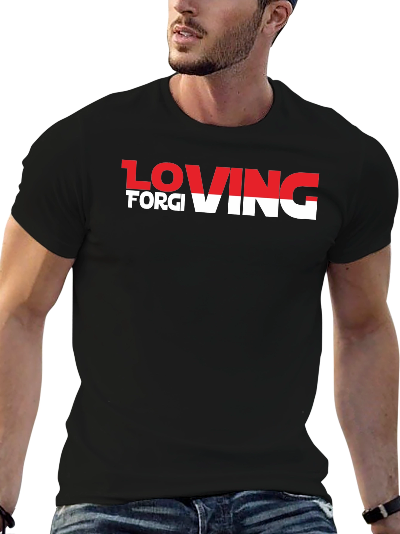 Loving Forgiving T-Shirt - Black Crew Neck