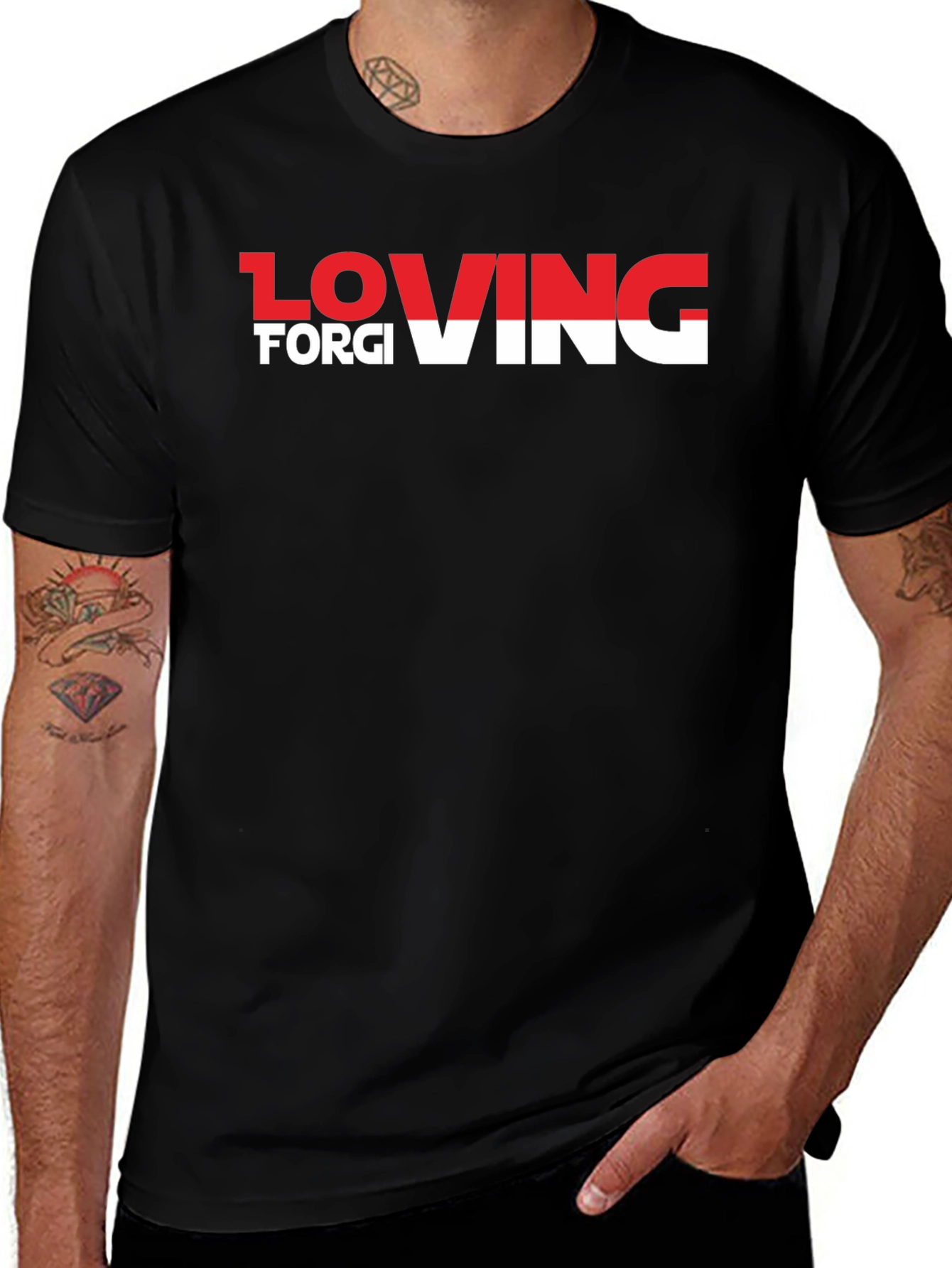 Loving Forgiving T-Shirt - Black Crew Neck