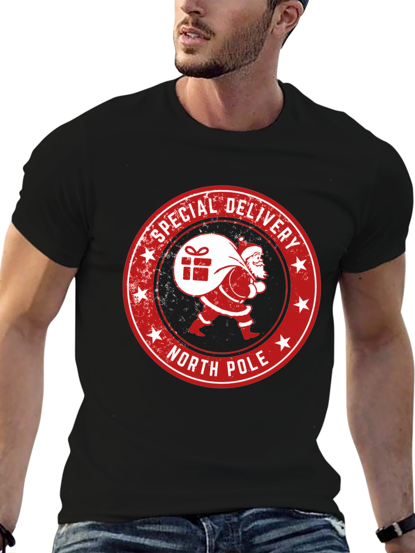 North Pole Special Delivery Santa Graphic Tee