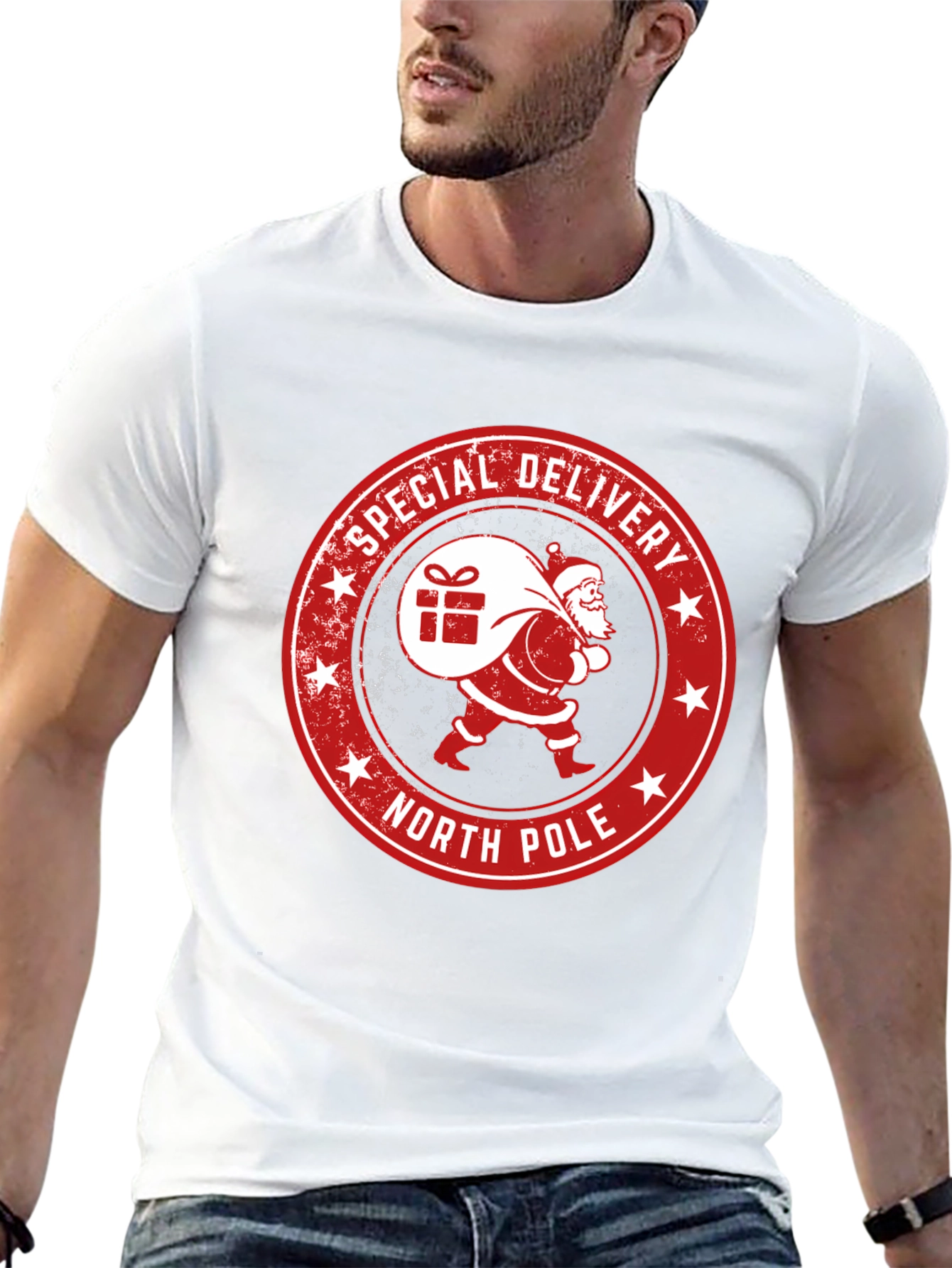 North Pole Special Delivery Santa Graphic Tee