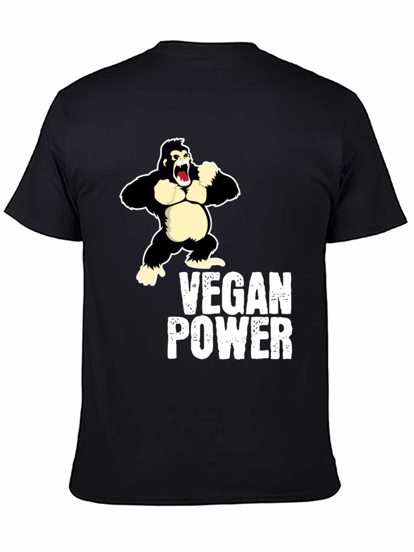 Vegan Power Gorilla T-Shirt - Black