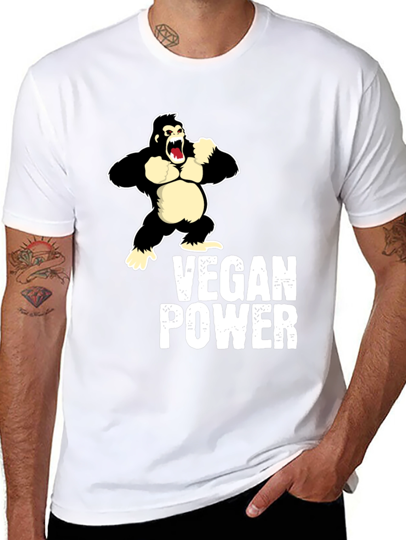 Vegan Power Gorilla T-Shirt - Black