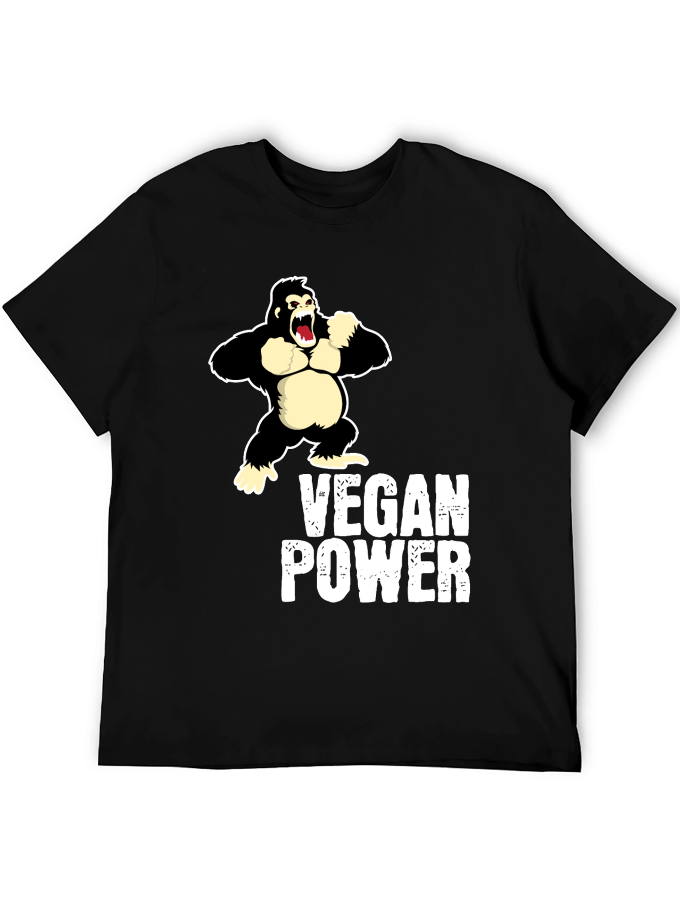 Vegan Power Gorilla T-Shirt - Black