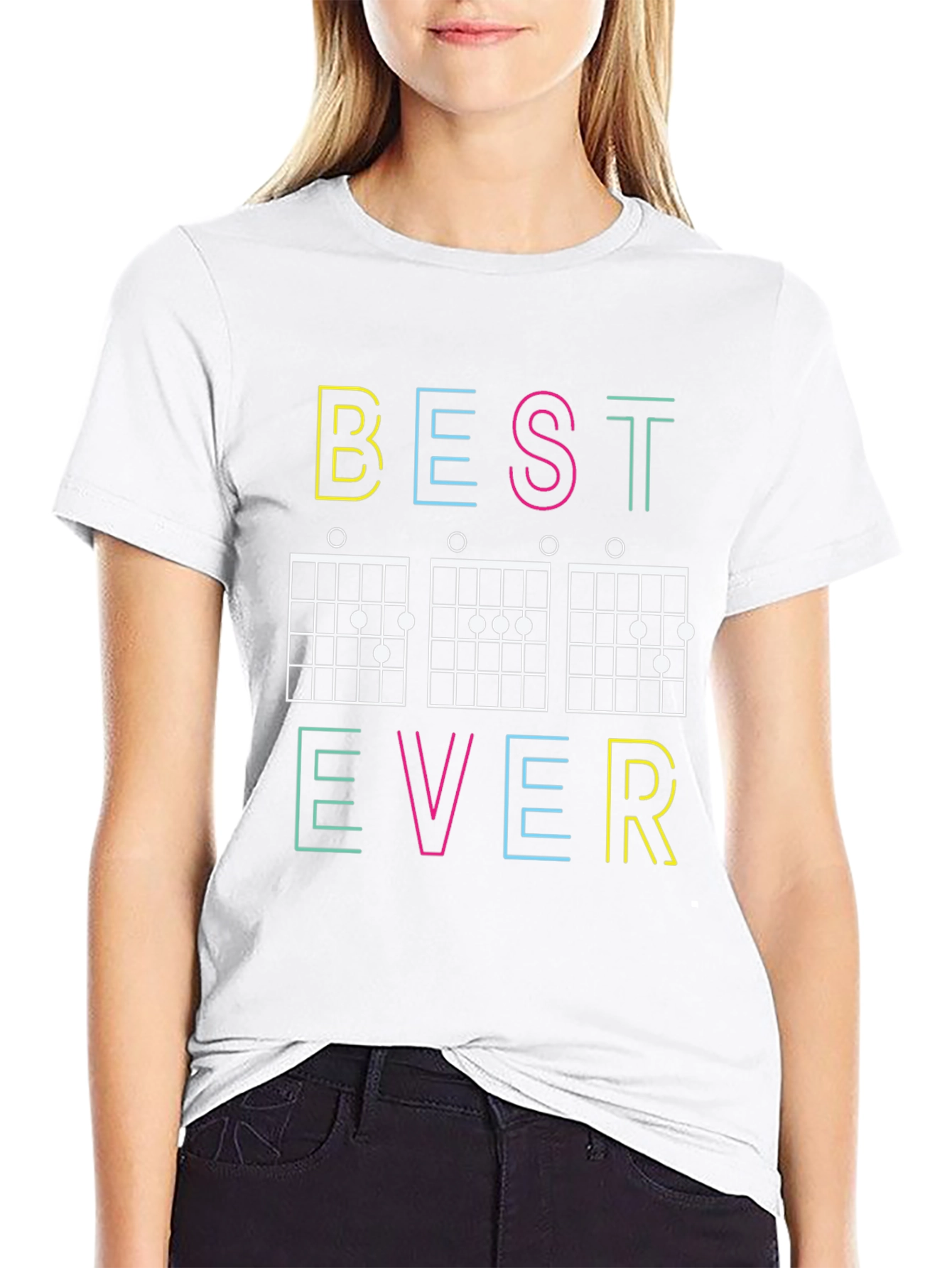 Best Ever Guitar Chords Black Graphic Tee