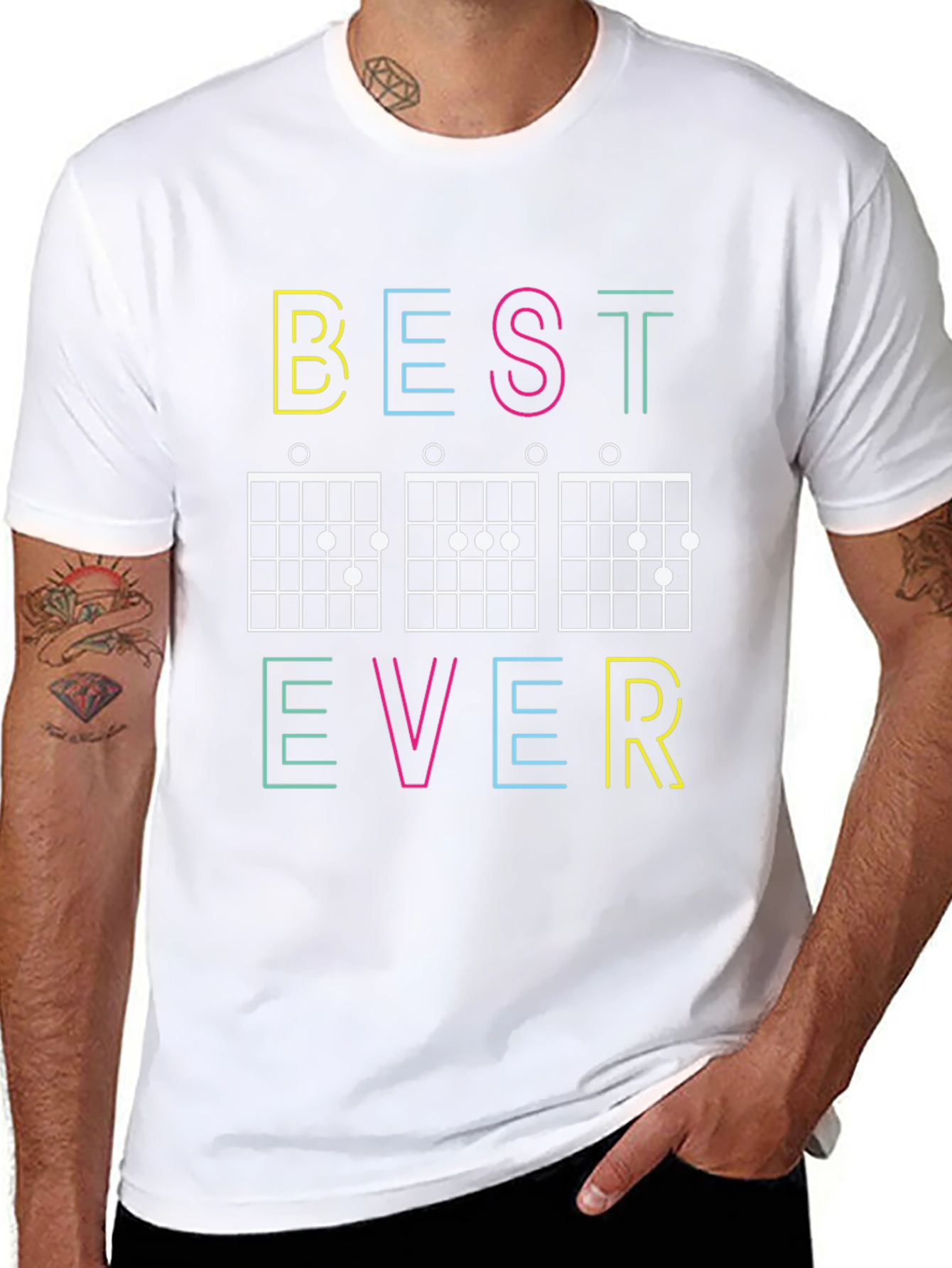 Best Ever Guitar Chords Black Graphic Tee