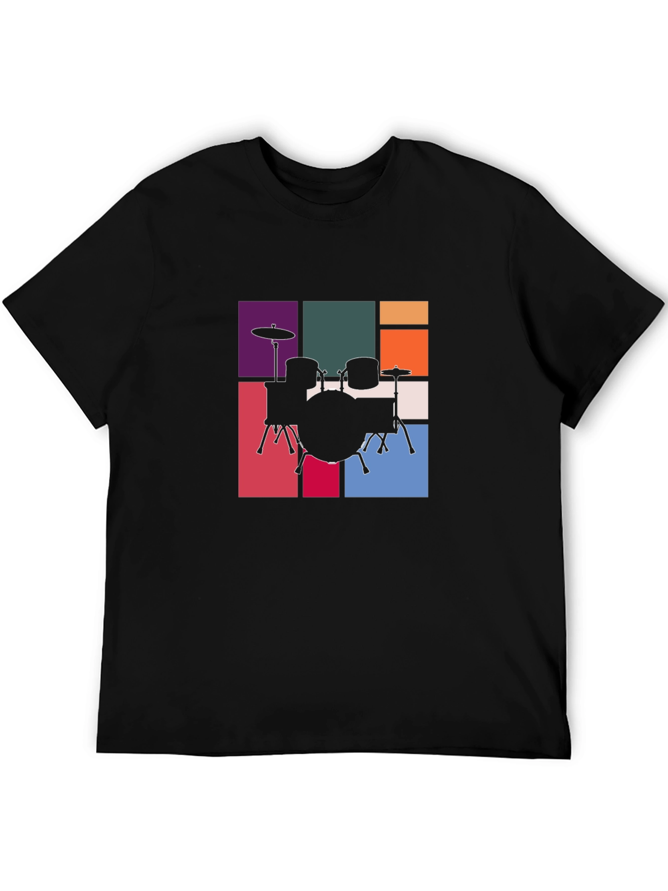 Drum Set Graphic Tee - Retro Music Style T-Shirt